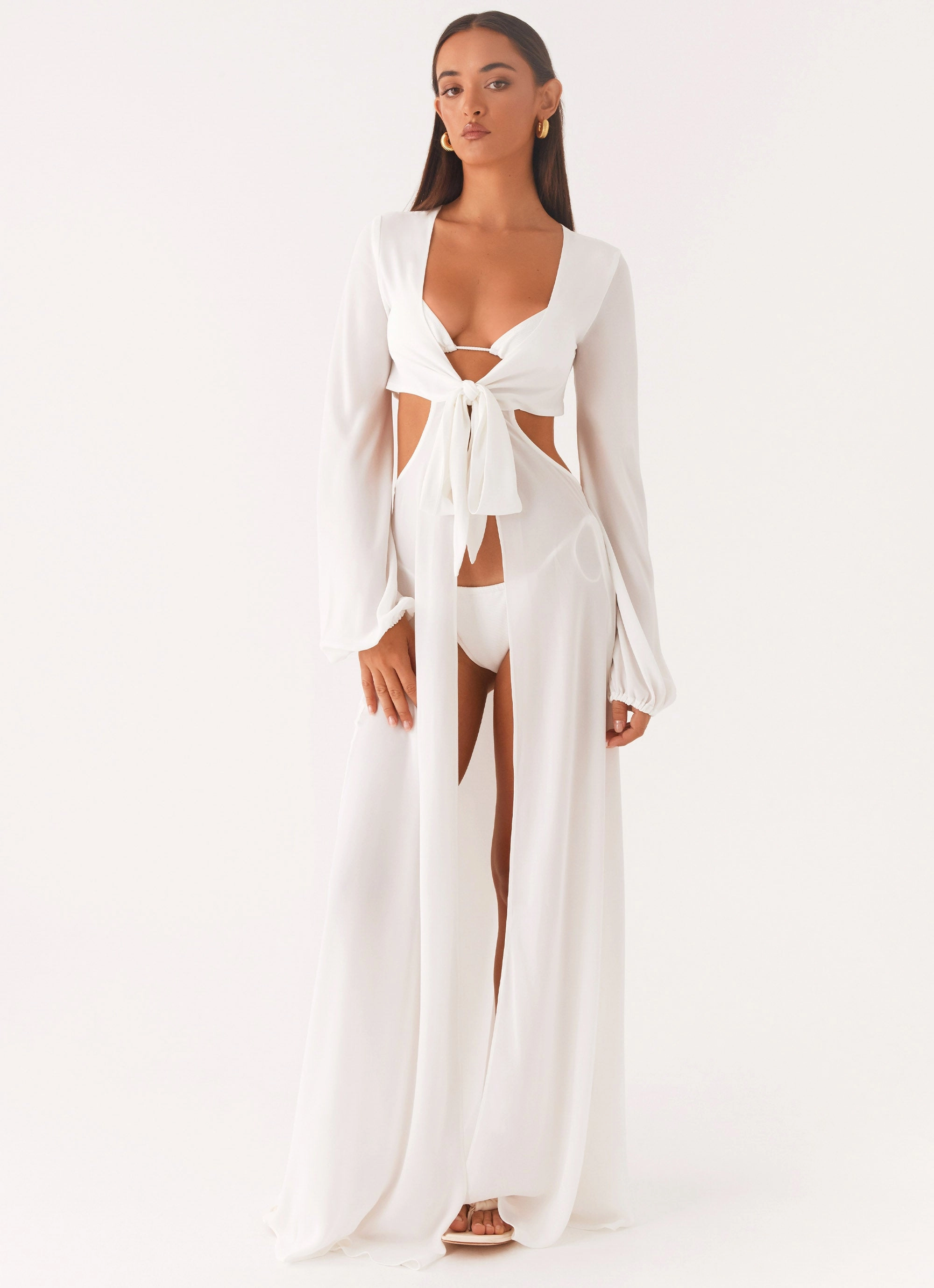 Coastal Maxi Dress - White Sporty Winter Coat