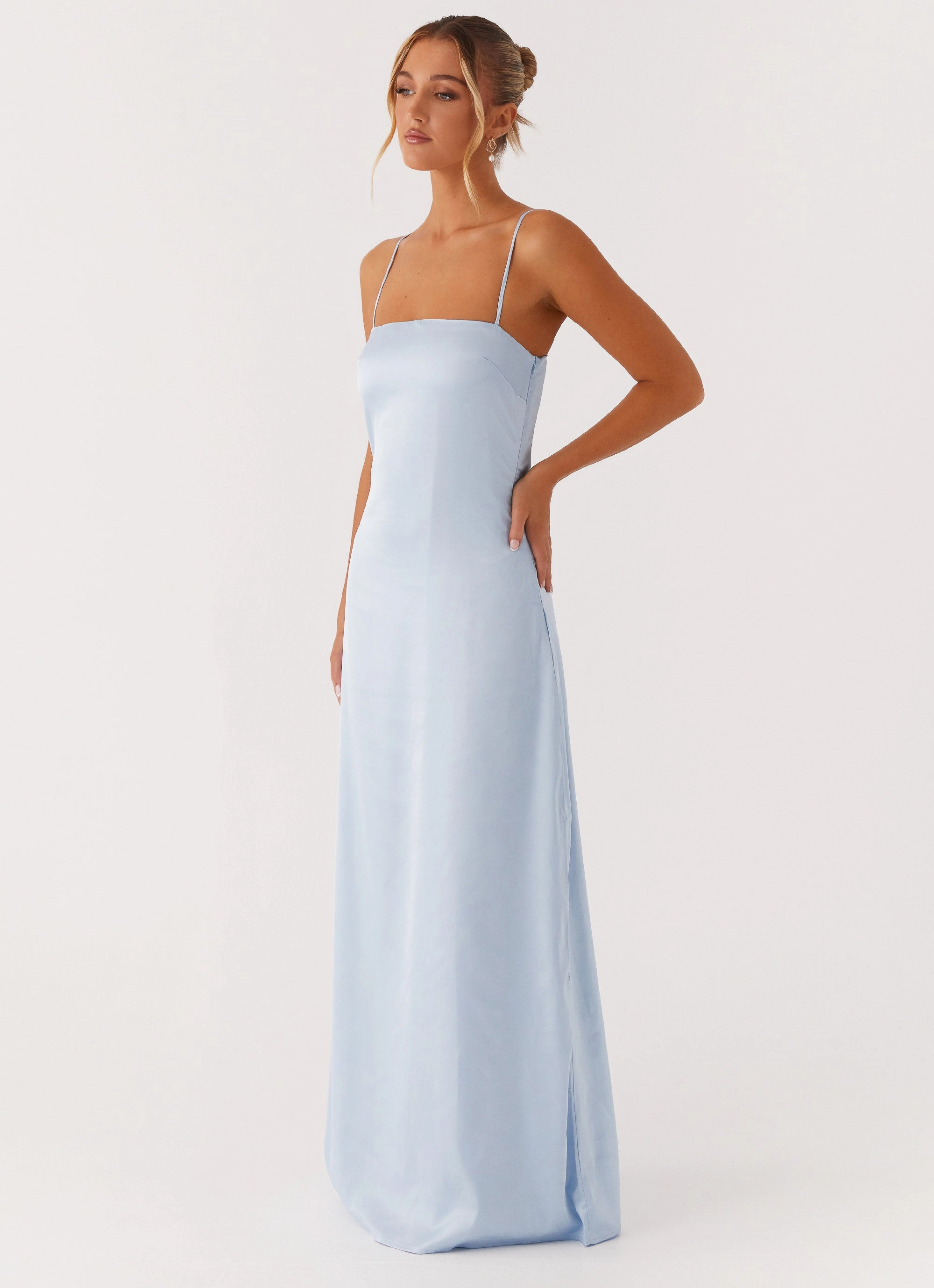 Aster Bloom Maxi Dress - Blue Smooth Layers One-Shoulder
