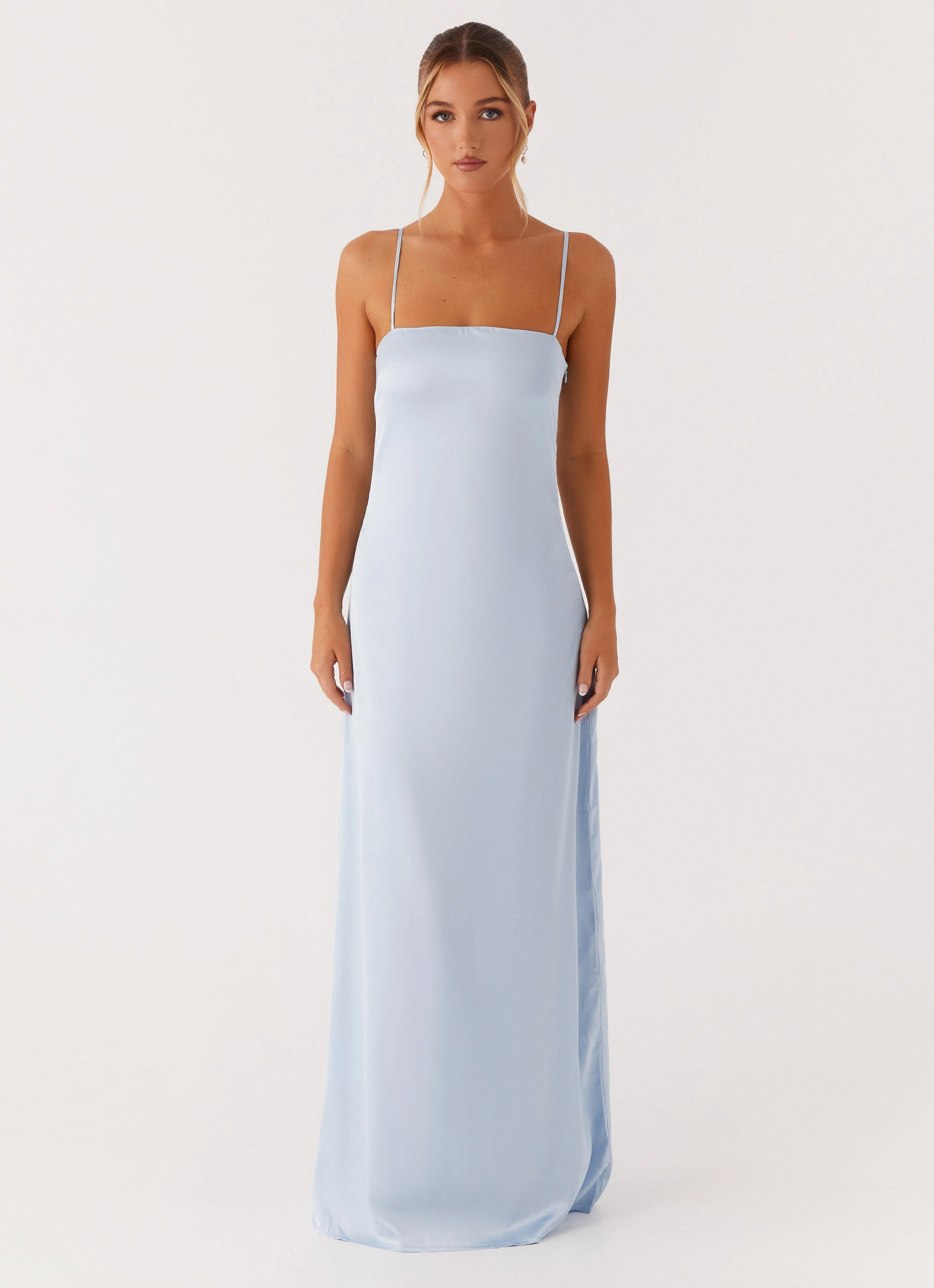 Aster Bloom Maxi Dress - Blue Elegant Evening Warm and Cozy