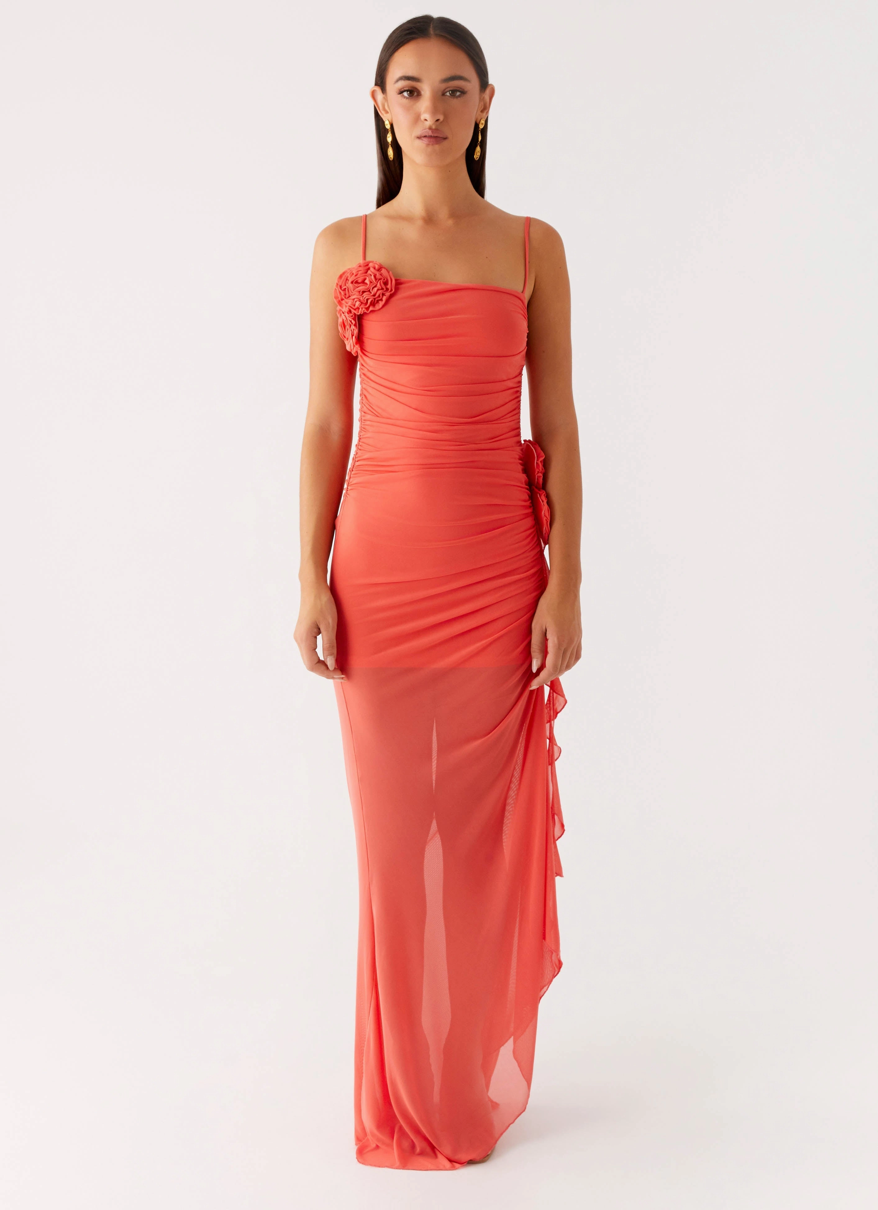 Pattern Print Louana Maxi Dress - Coral