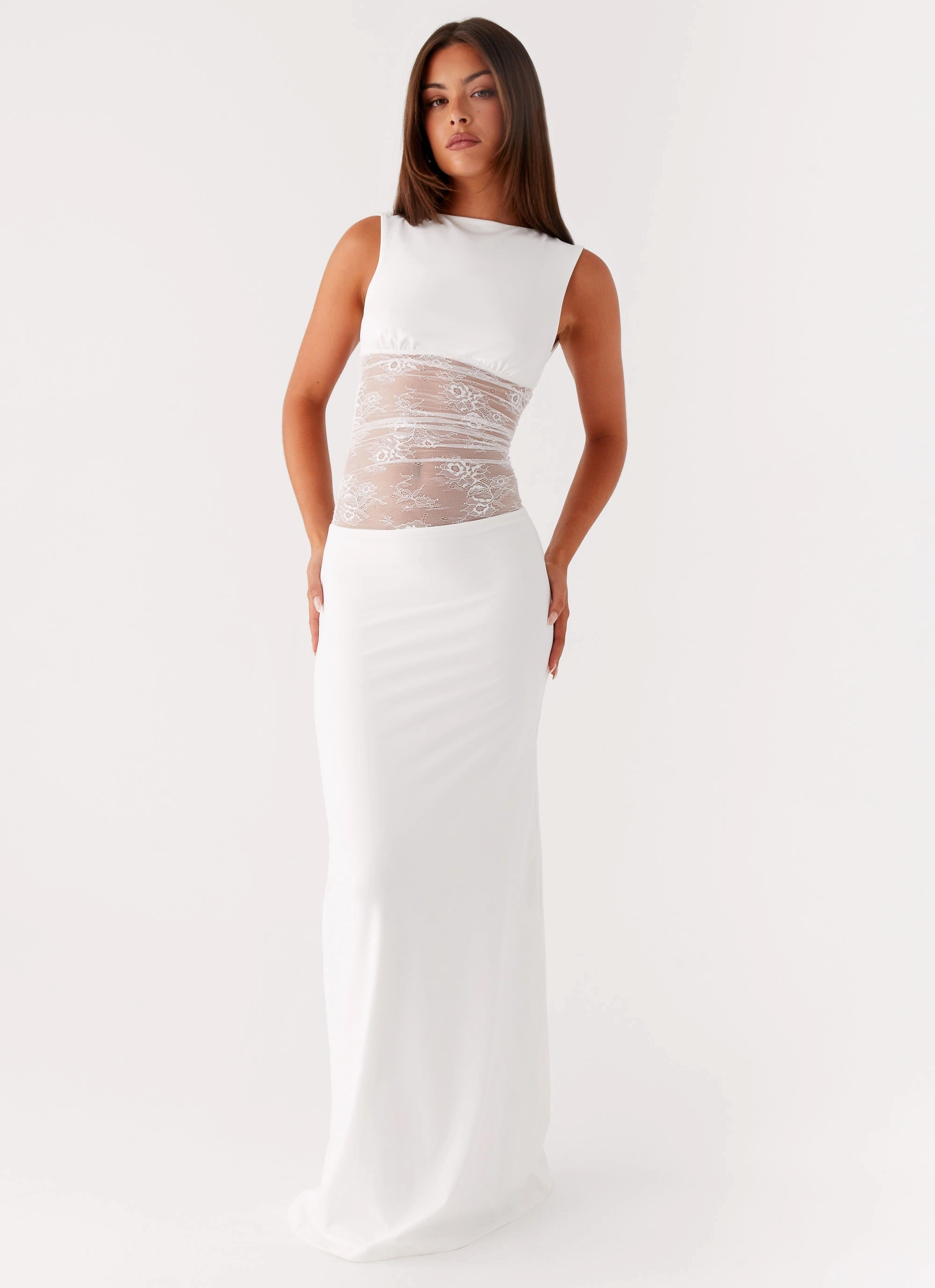 Medina Lace Maxi Dress - White Winter Fashion