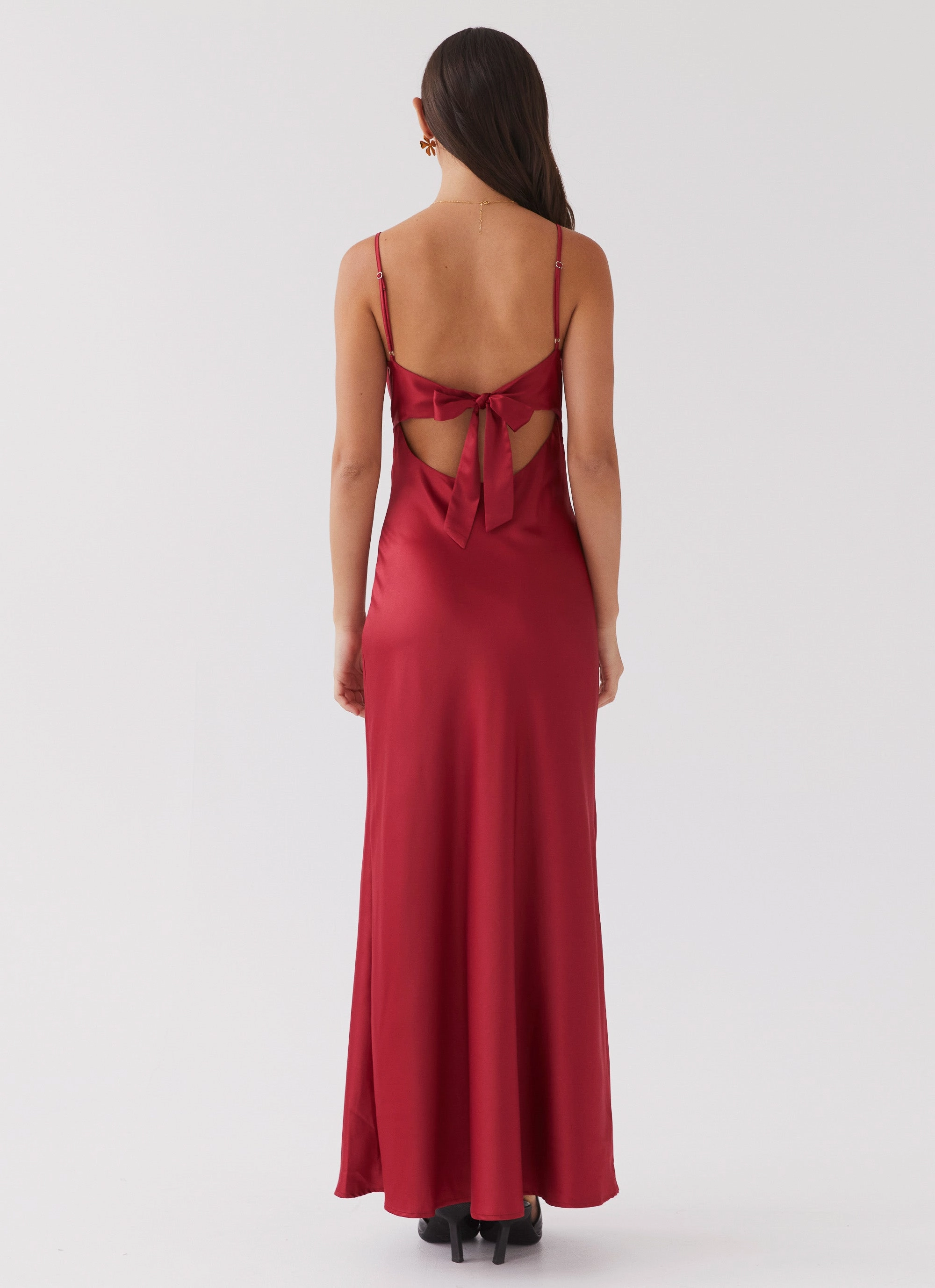 Flora Satin Maxi Dress - Cherry Thermal Outerwear