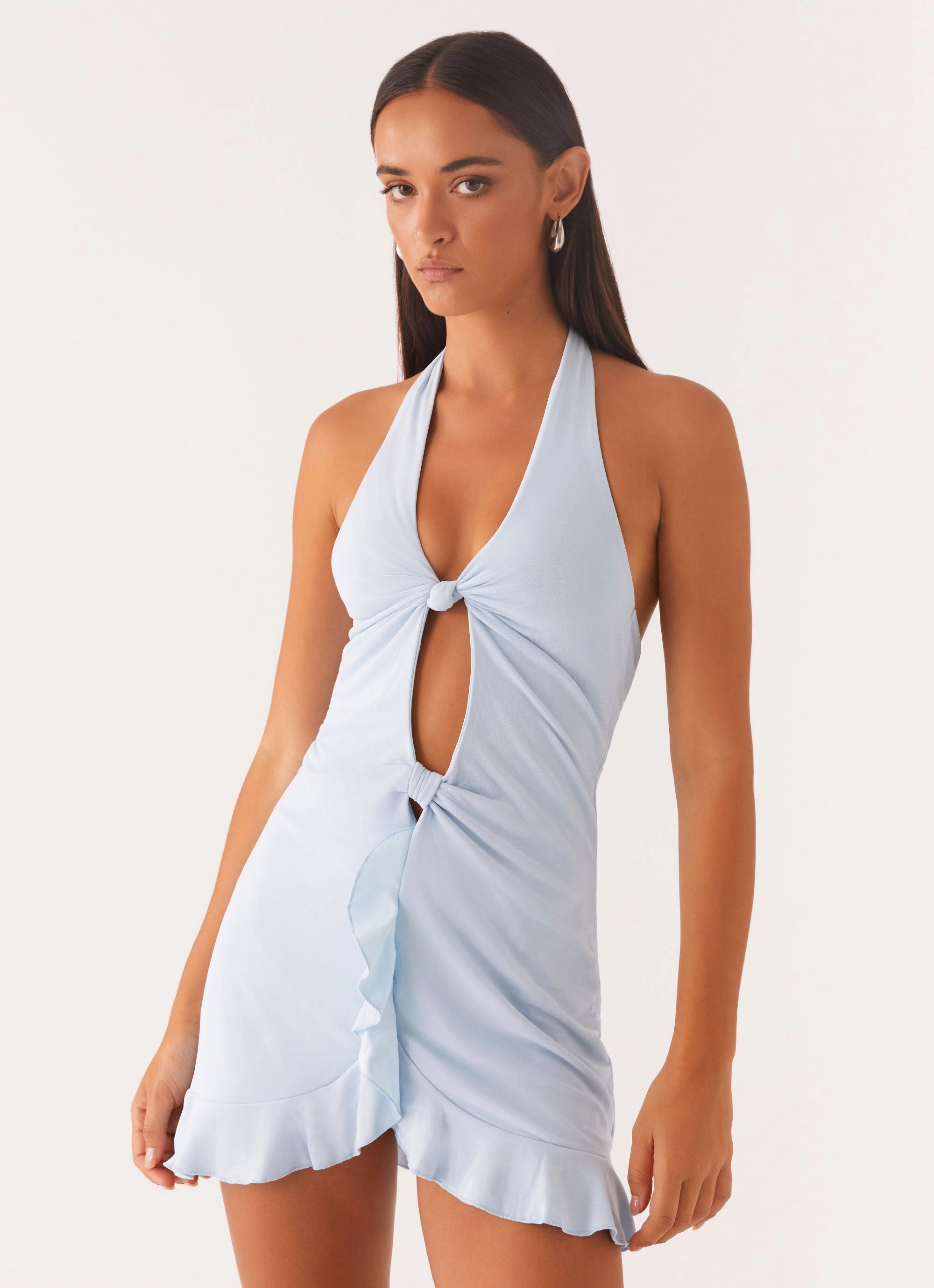 Simple Chic Comfy Style Colette Mini Dress - Pastel Blue