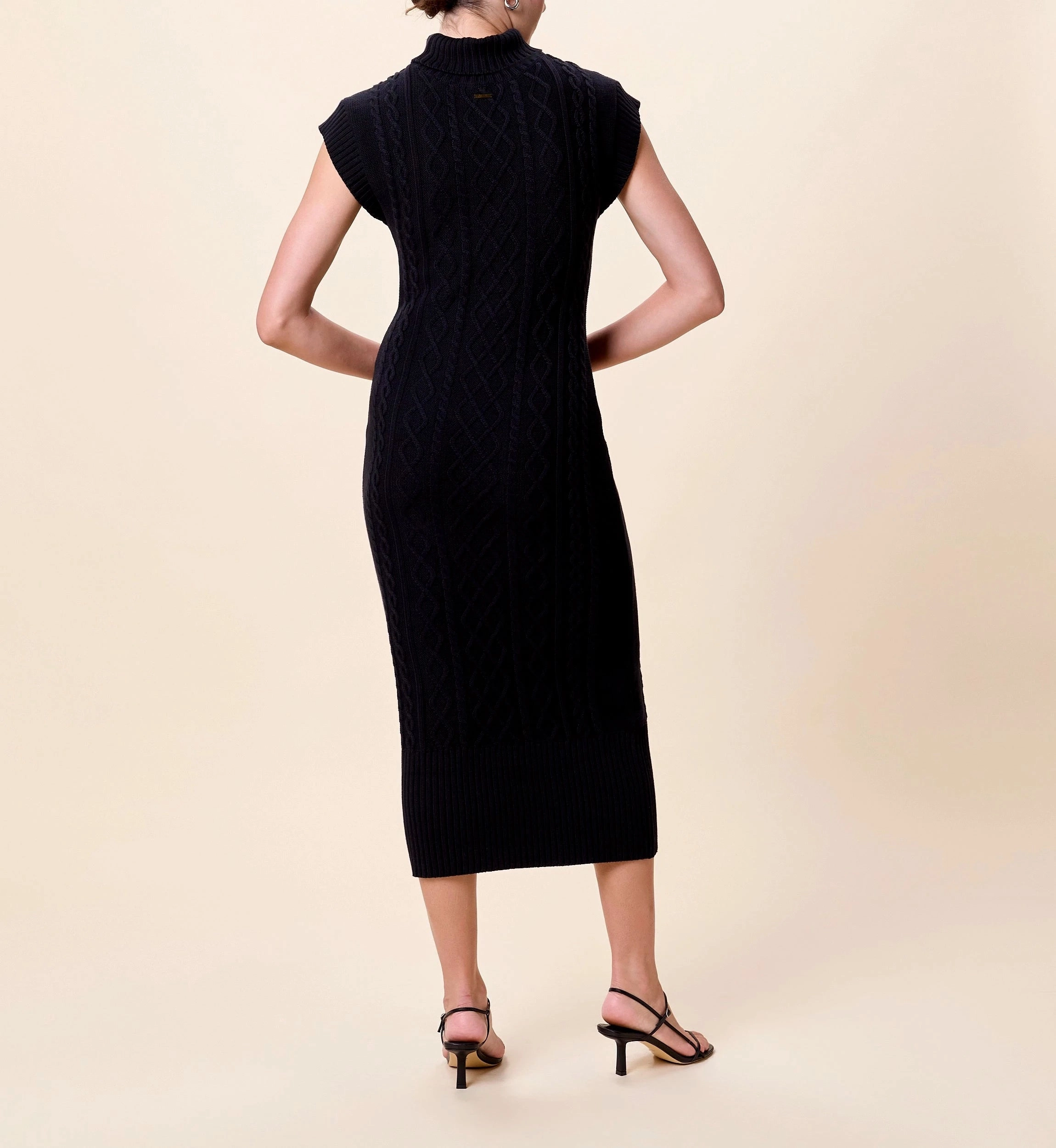 Shana Midi Dress | Black Neutral Finish Adjustable-Straps