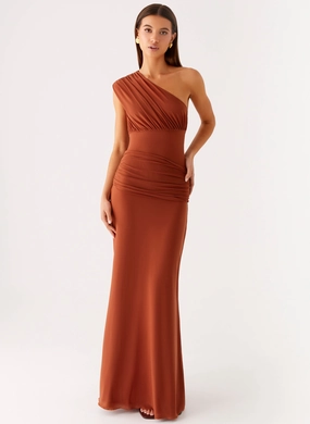 Glimmer Maxi Dress - Rust Waterproof Outerwear