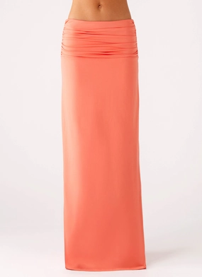 Elisabetta Maxi Skirt - Coral smooth zipper