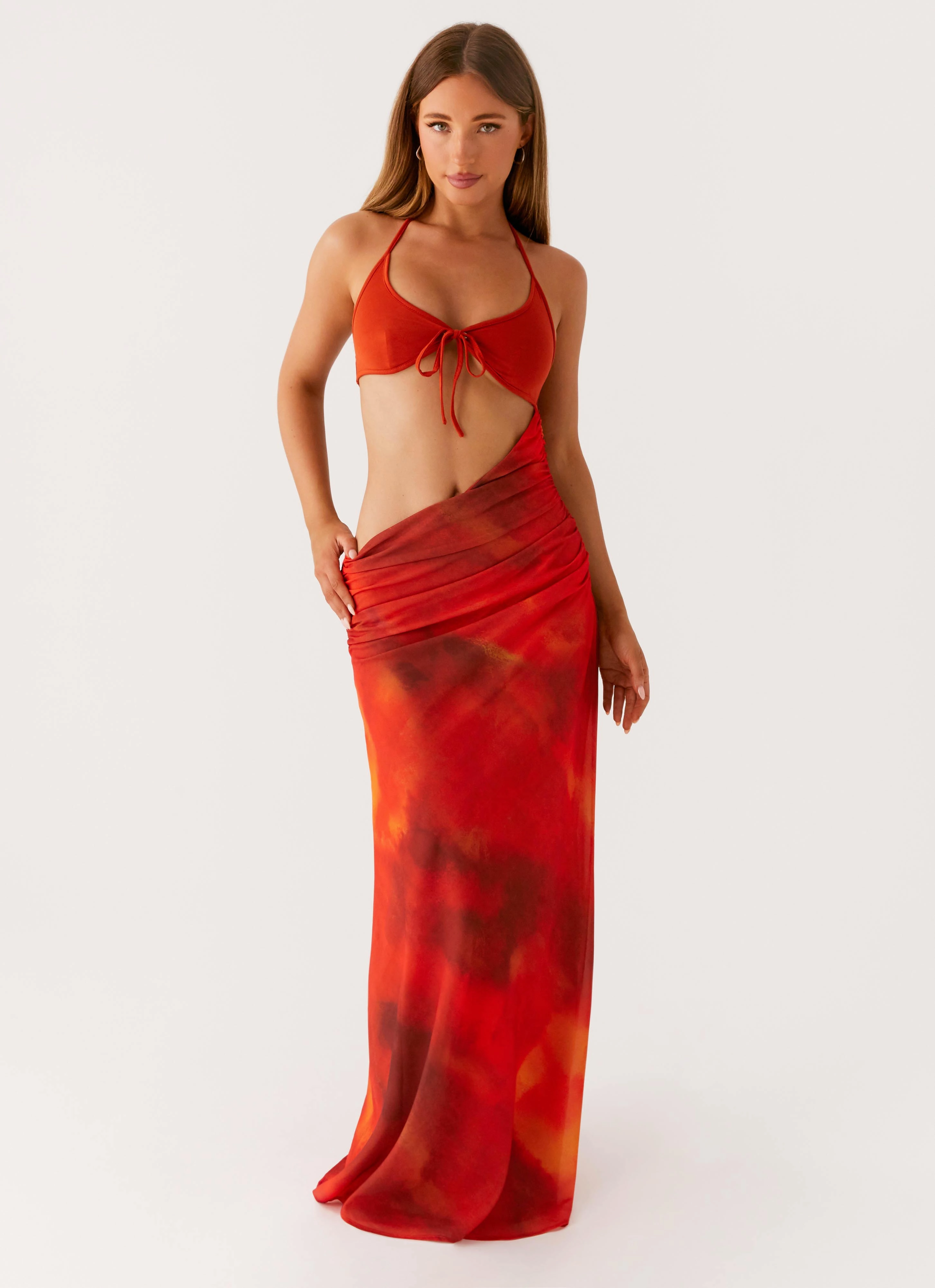Lightweight Jacket Elixis Maxi Dress - Scarlet Blur