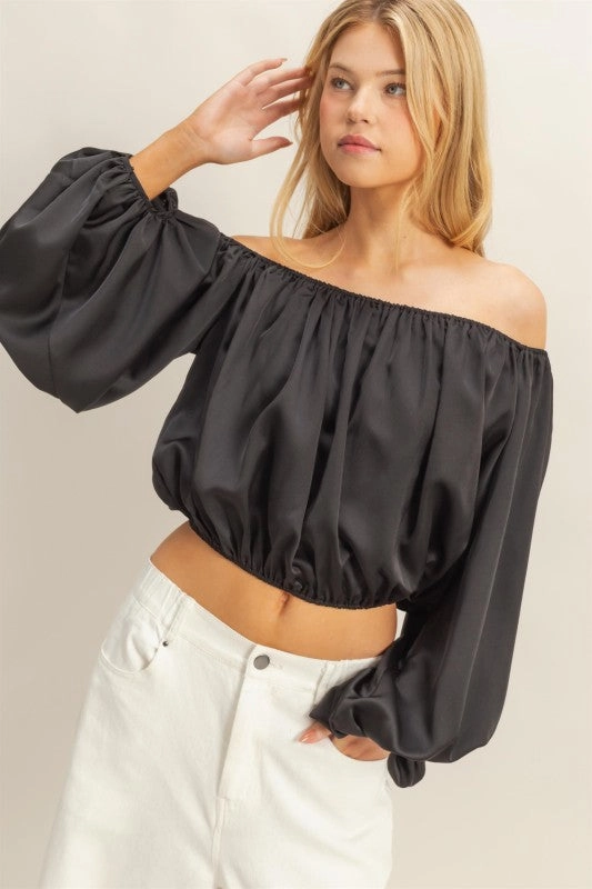 Cozy Fit Ellie Elegant Off-shoulder Blouse With Balloon Sleeves
