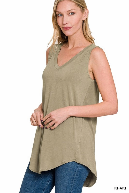 LayeredCuff Ellie Luxe Rayon Sleeveless V-neck Hi-low Hem Top S-XL