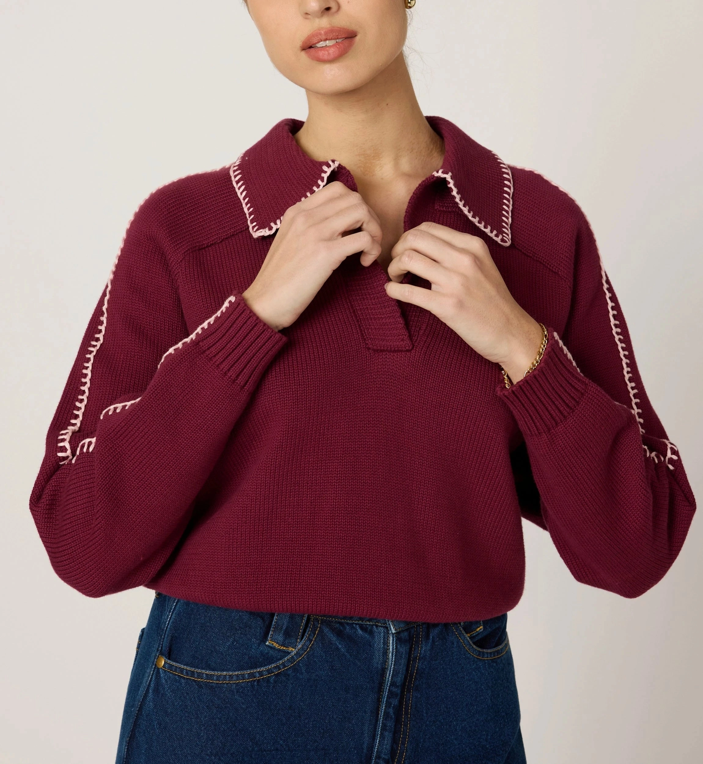 Elly Sweater | Zinfandel / Ivory Cozy Wardrobe