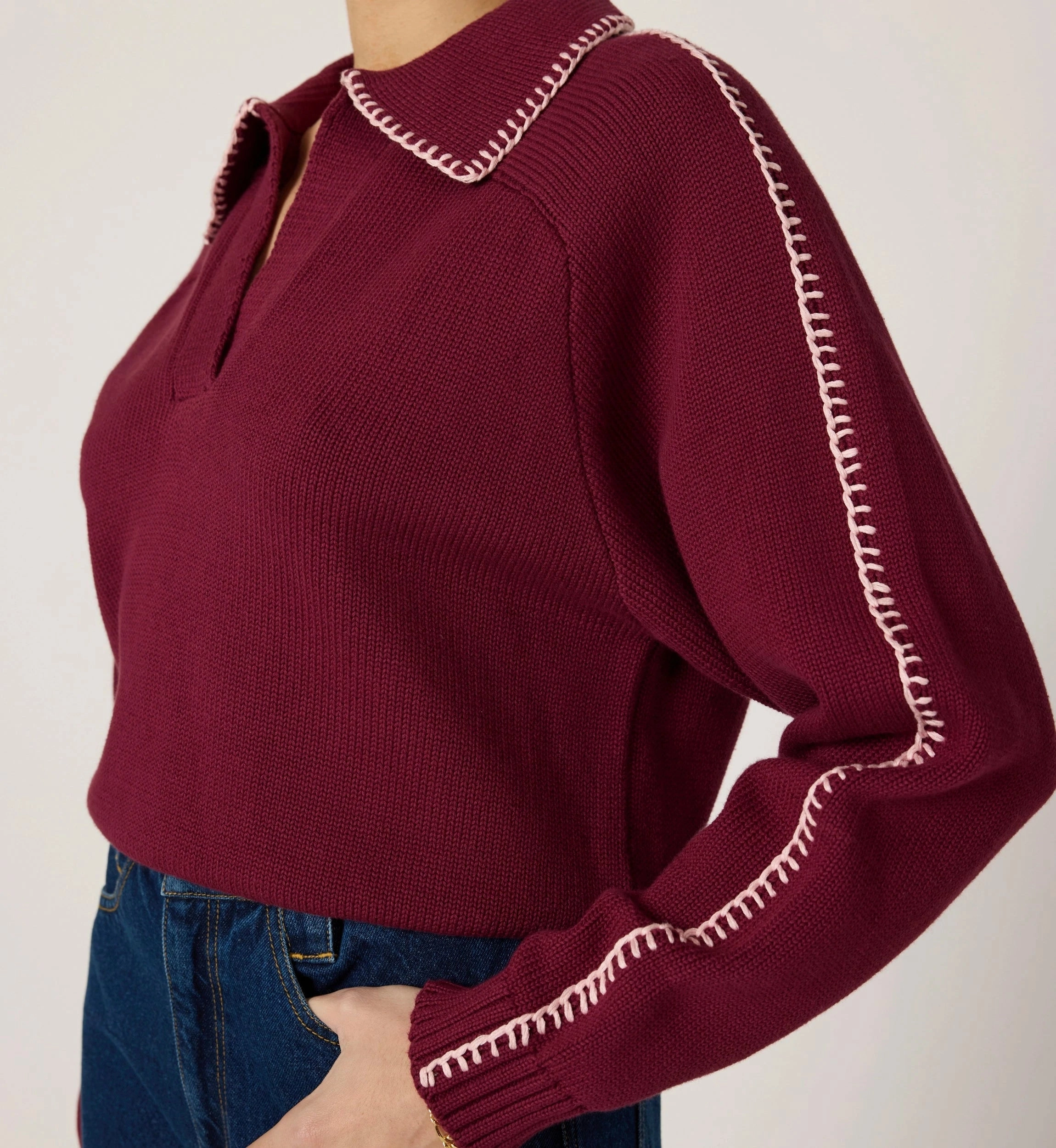 Elegant and Relaxed Elly Sweater | Zinfandel / Ivory