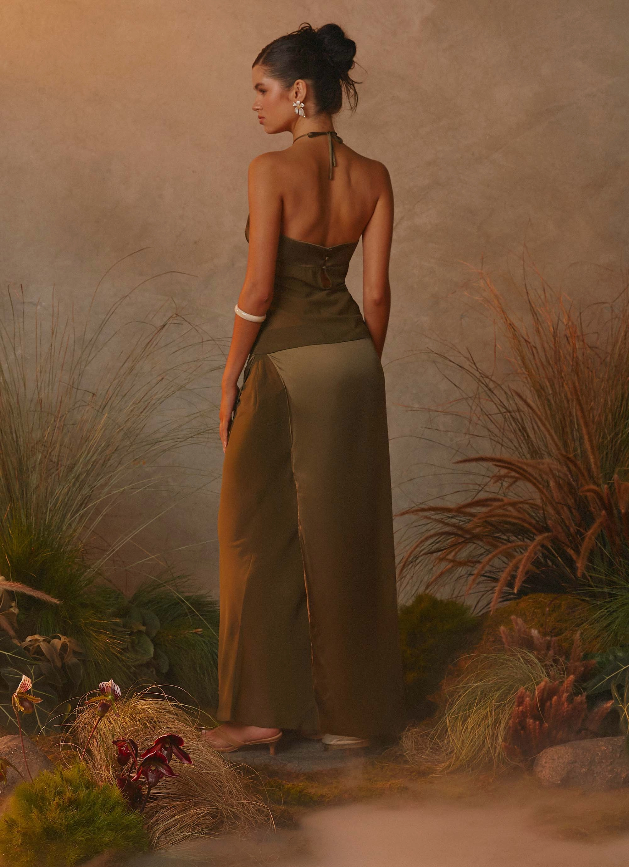 Quiet Style Elastic hemline Ellyse Top - Khaki