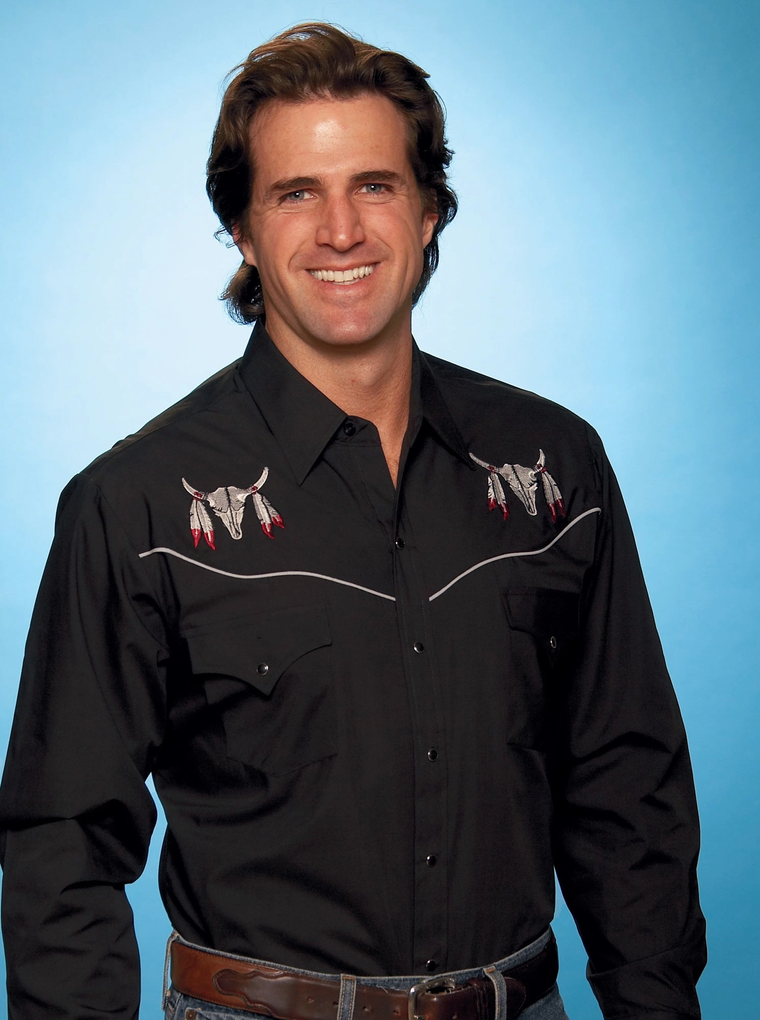 Gift Idea Ely & Walker Mens Skull Black Western Shirt L/S Poly/Cotton