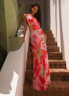 Elysia Mesh Maxi Dress - White Pink Lilly Padded Fashion Wear Warm and Cozy