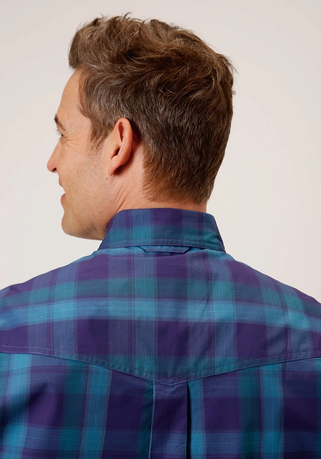 Hidden Placket Roper Mens Purple 100% Cotton Shadow Ombre BD L/S Button Shirt