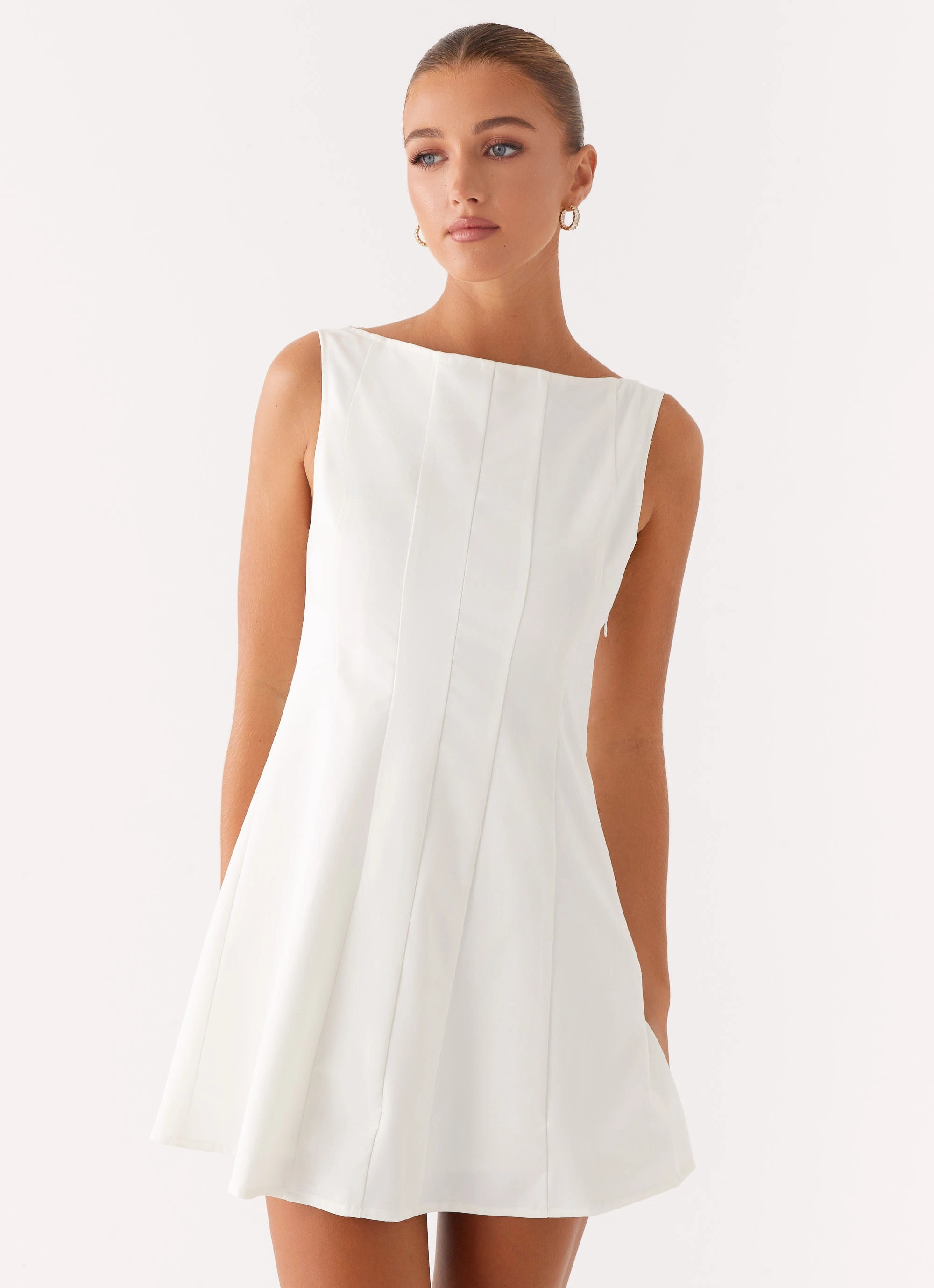 Emelie Mini Dress - White Empire Waist Relaxed Finish