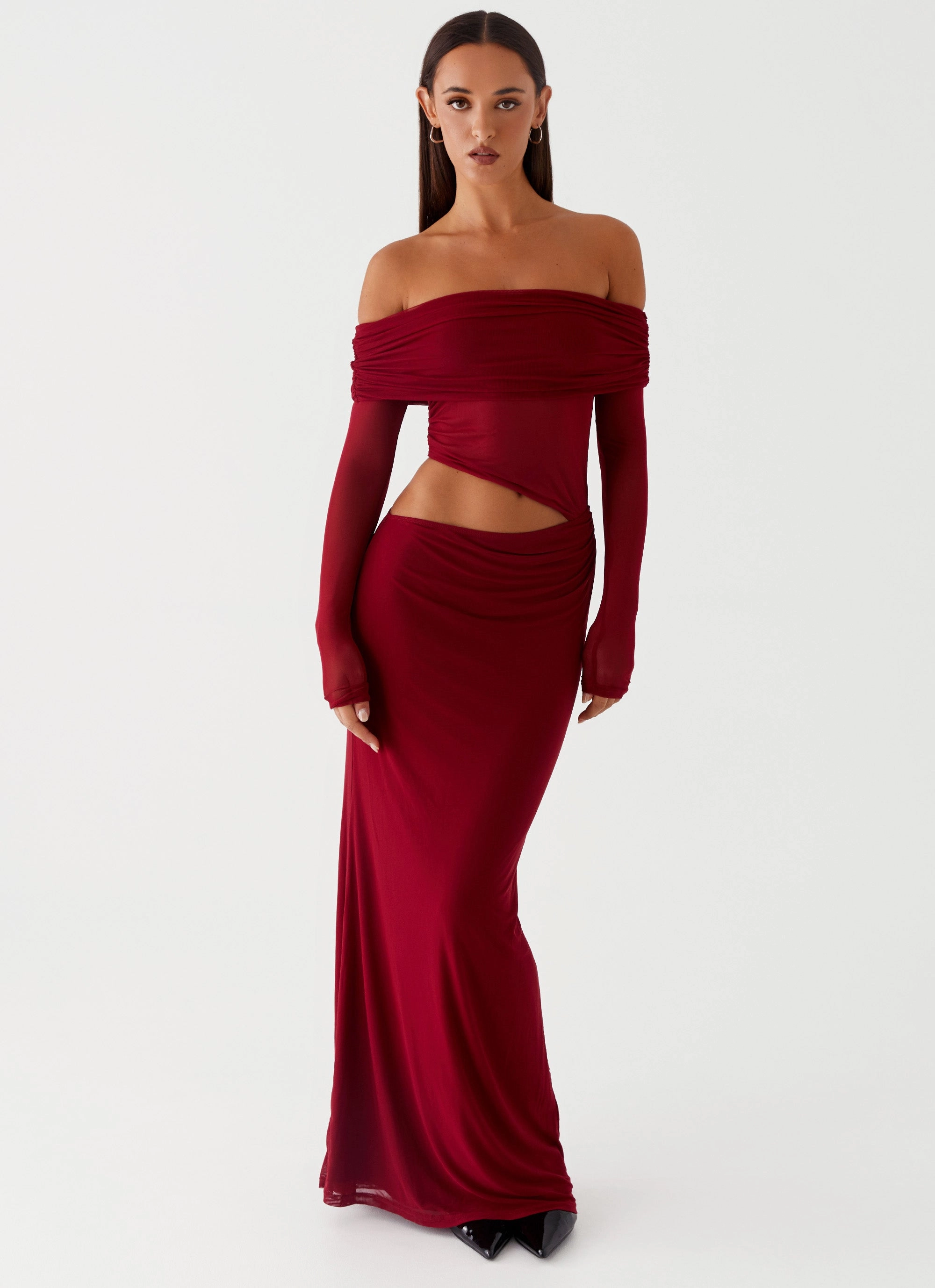 Emery Maxi Dress - Cherry Red Lounge Mode Shine Moment