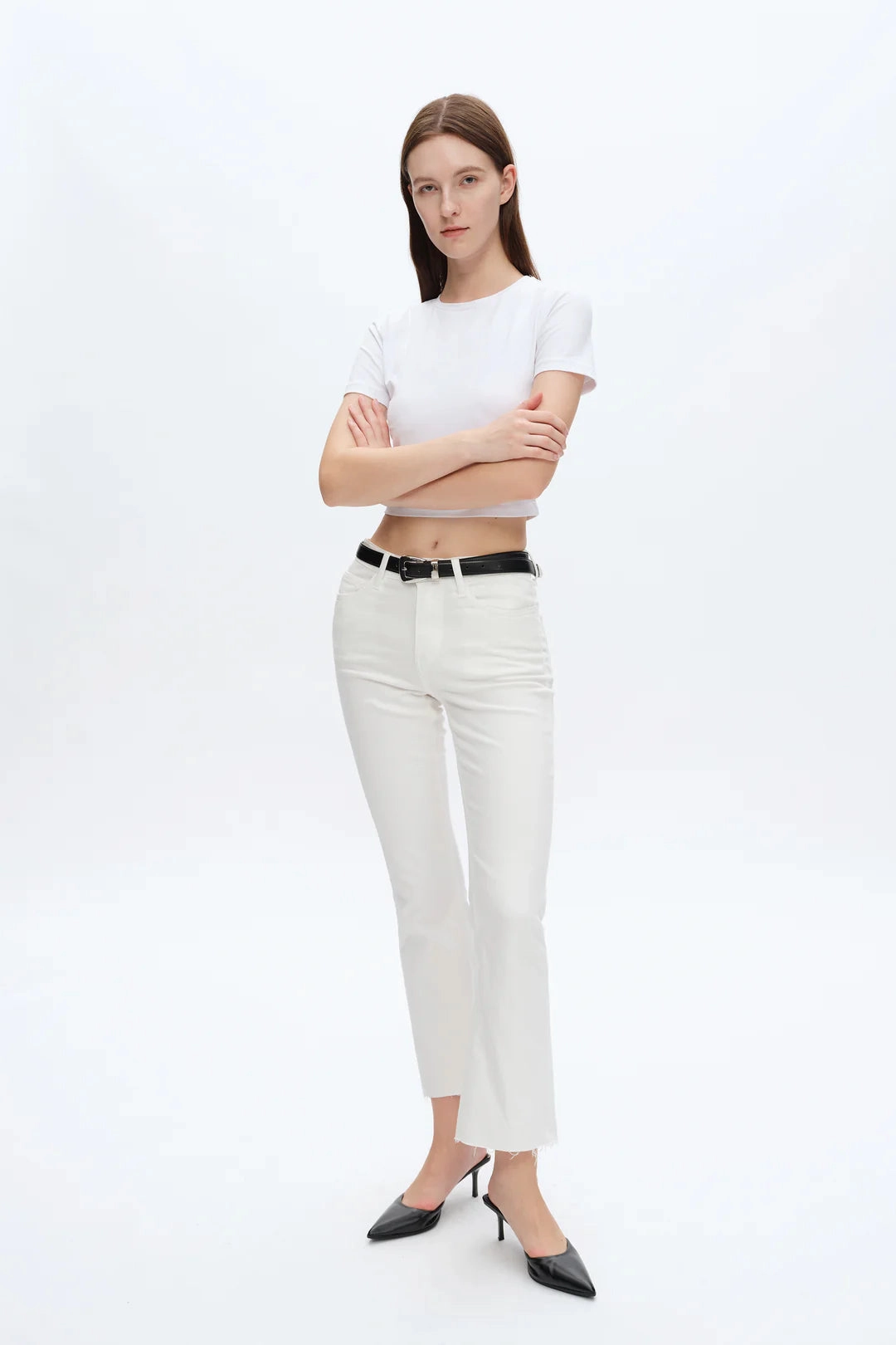 Emily Mid Rise Denim Jeans Comfort Style elastic waistband