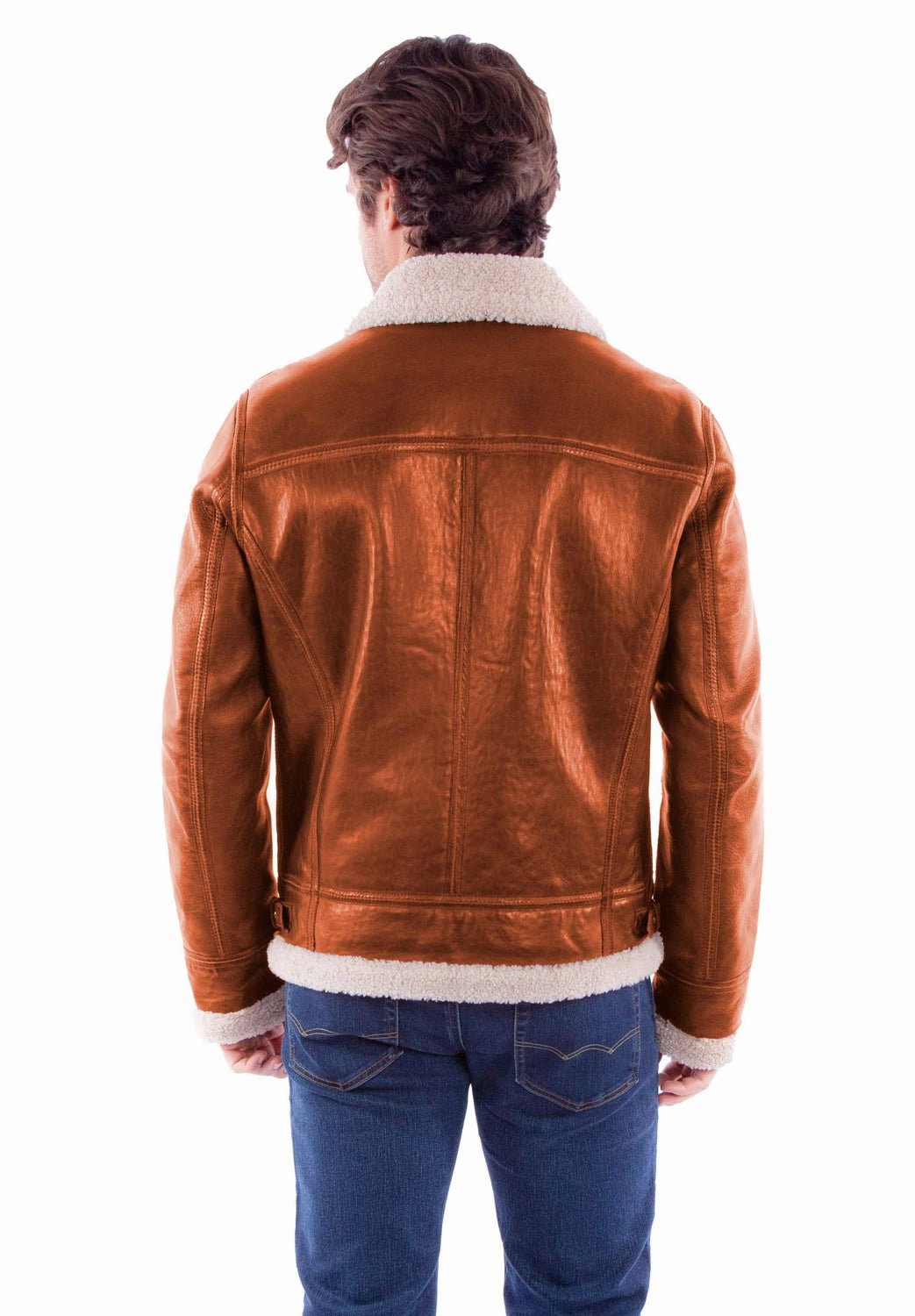 Scully Mens B3 Bomber Cognac Leather Leather Jacket Non Slip Collar