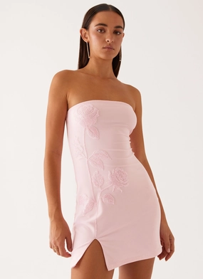 Enora Beaded Mini Dress - Baby Pink Chic Fit Wear