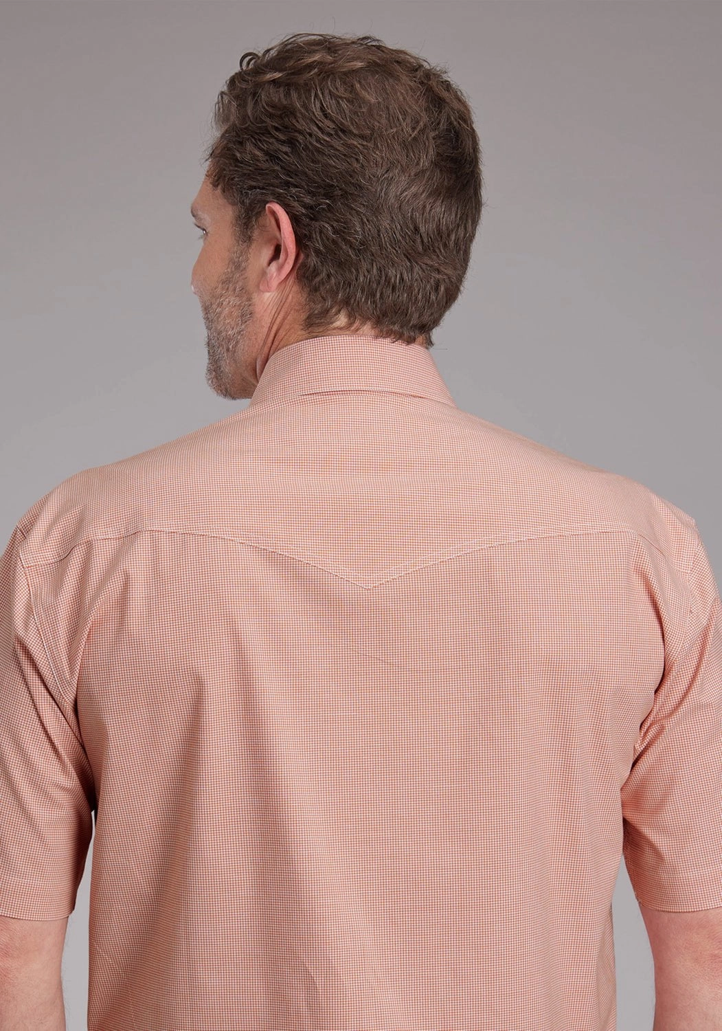 Roper Mens 2387 Stretch Minicheck Orange Cotton Blend S/S Shirt Party outfit Festival Outfit