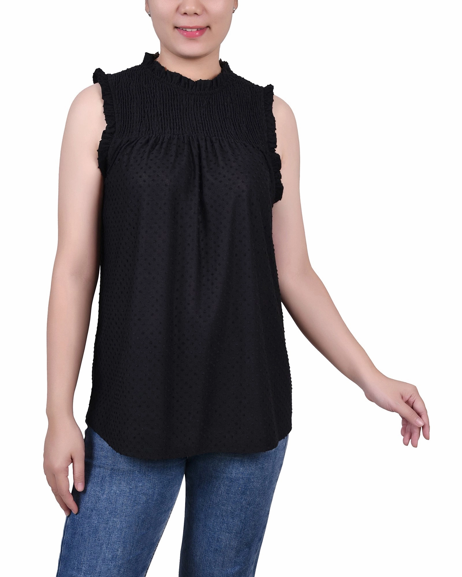 Sleeveless Yoke Top With Ruffles LowImpact Manufacturing