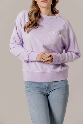 Tailored Cut Style anti slip grip Kimes Ranch Womens Gina Lavender Cotton Blend Sweatshirt