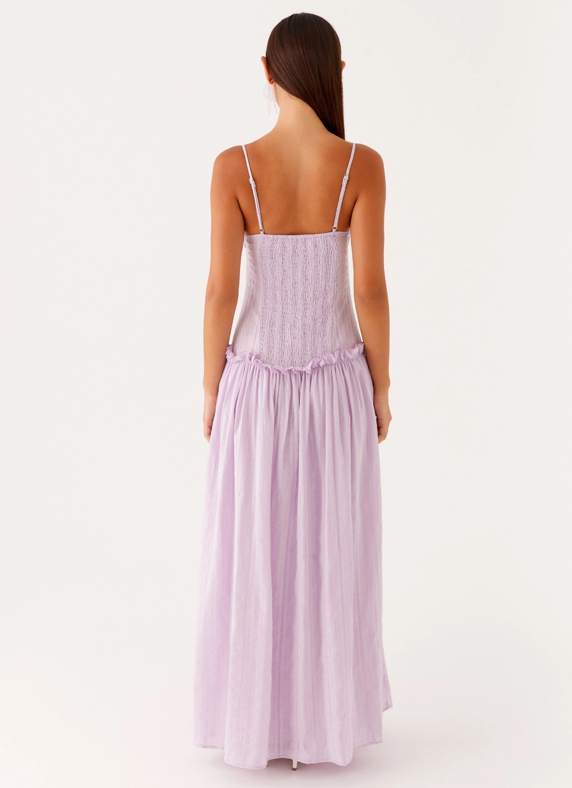Jacinda Drop Waist Maxi Dress - Lavender Practical Winter Coat