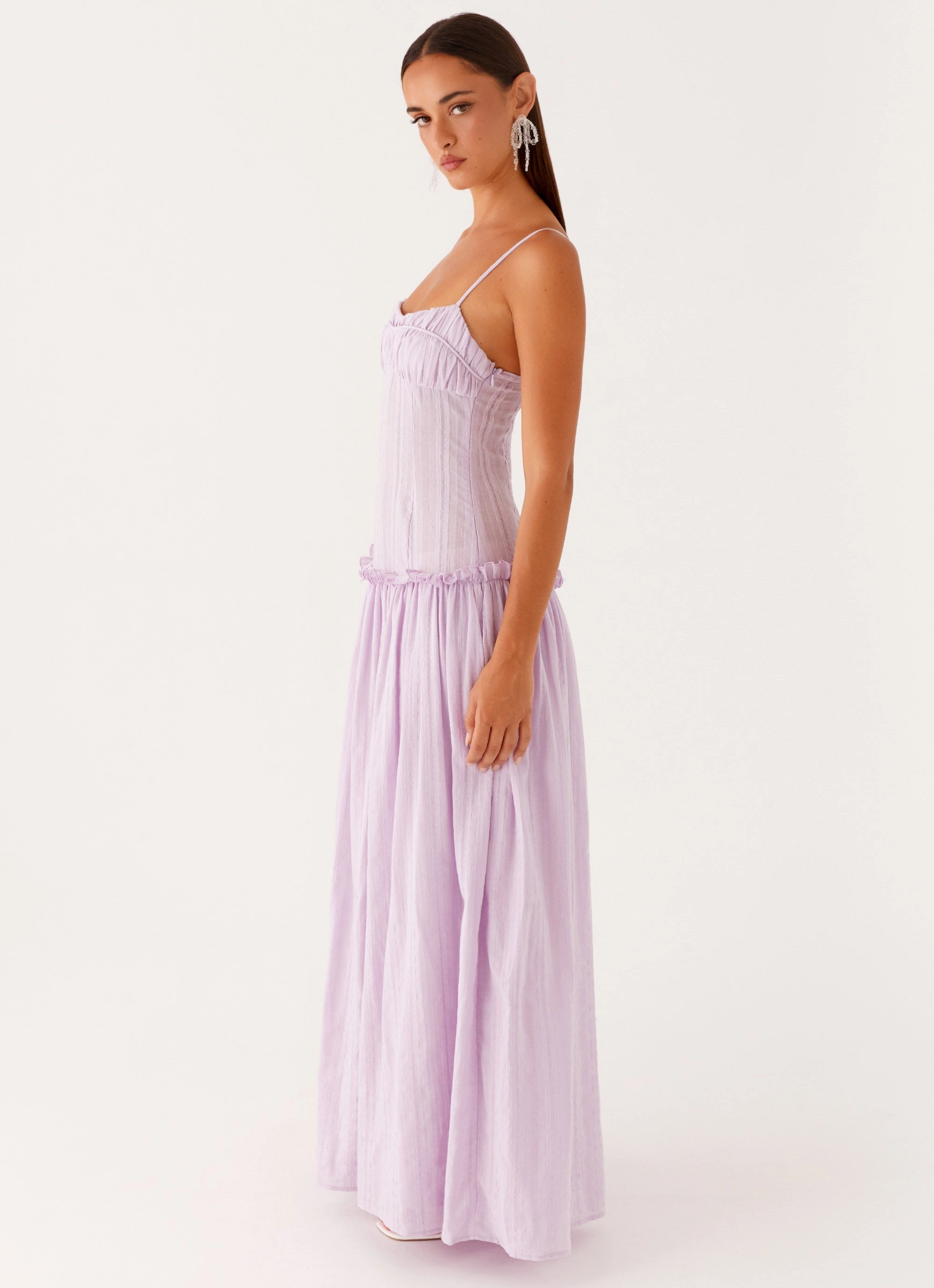 Jacinda Drop Waist Maxi Dress - Lavender Weatherproof Coat Double Breasted