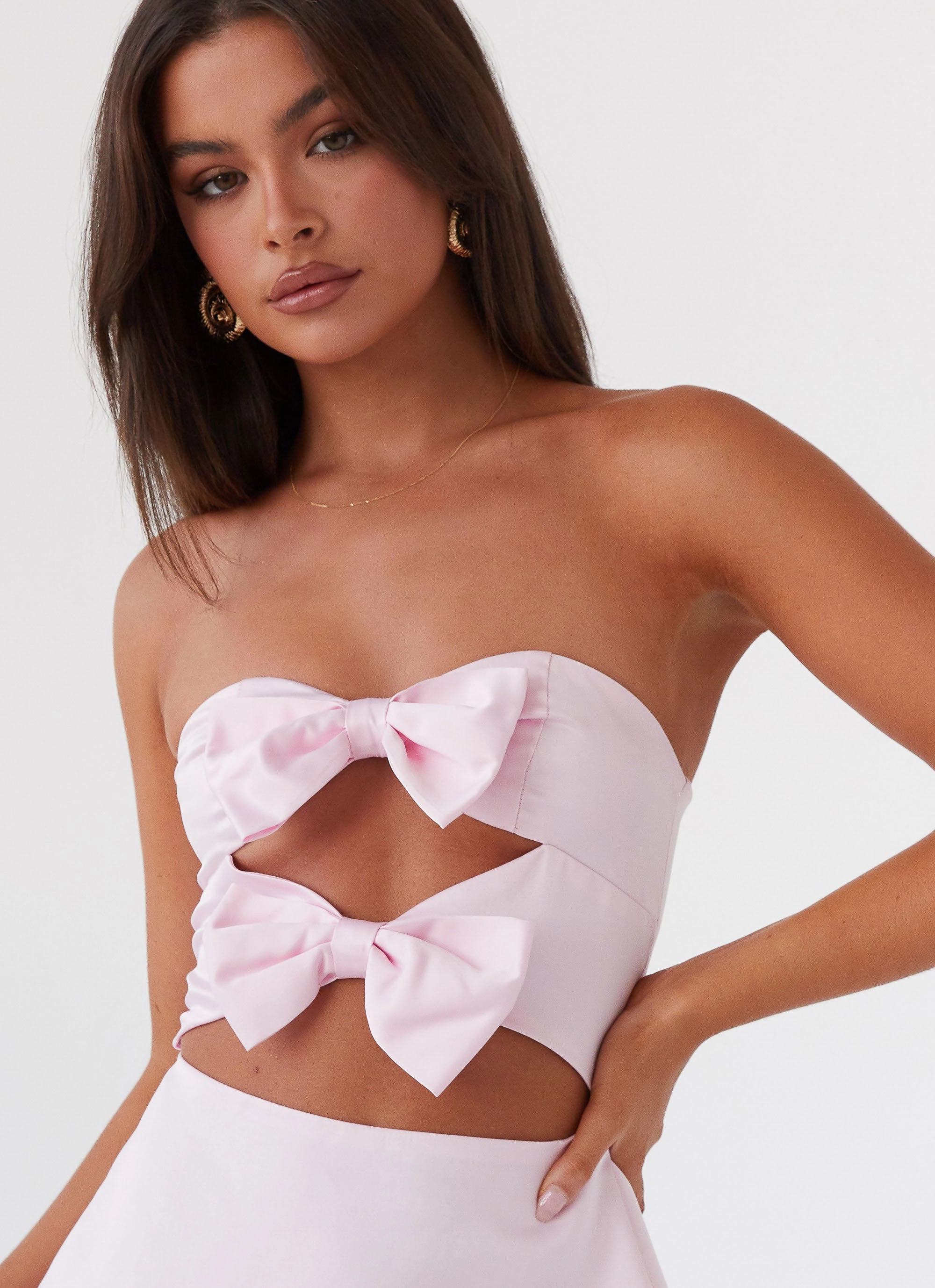 Girl Crush Bow Mini Dress - Pink Mesh Soft