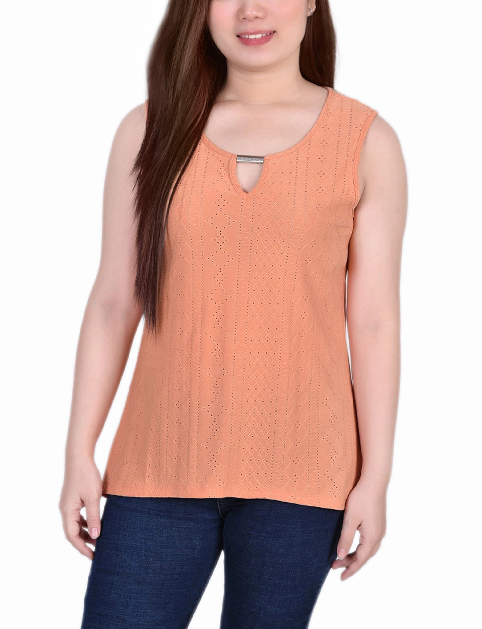 Sleeveless Knit Eyelet Top With Hardware LayeredCuff Hidden Ventilation Zones