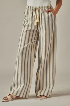 Corduroy texture City Ready Everleigh Striped Relaxed Wide Leg Linen Pants