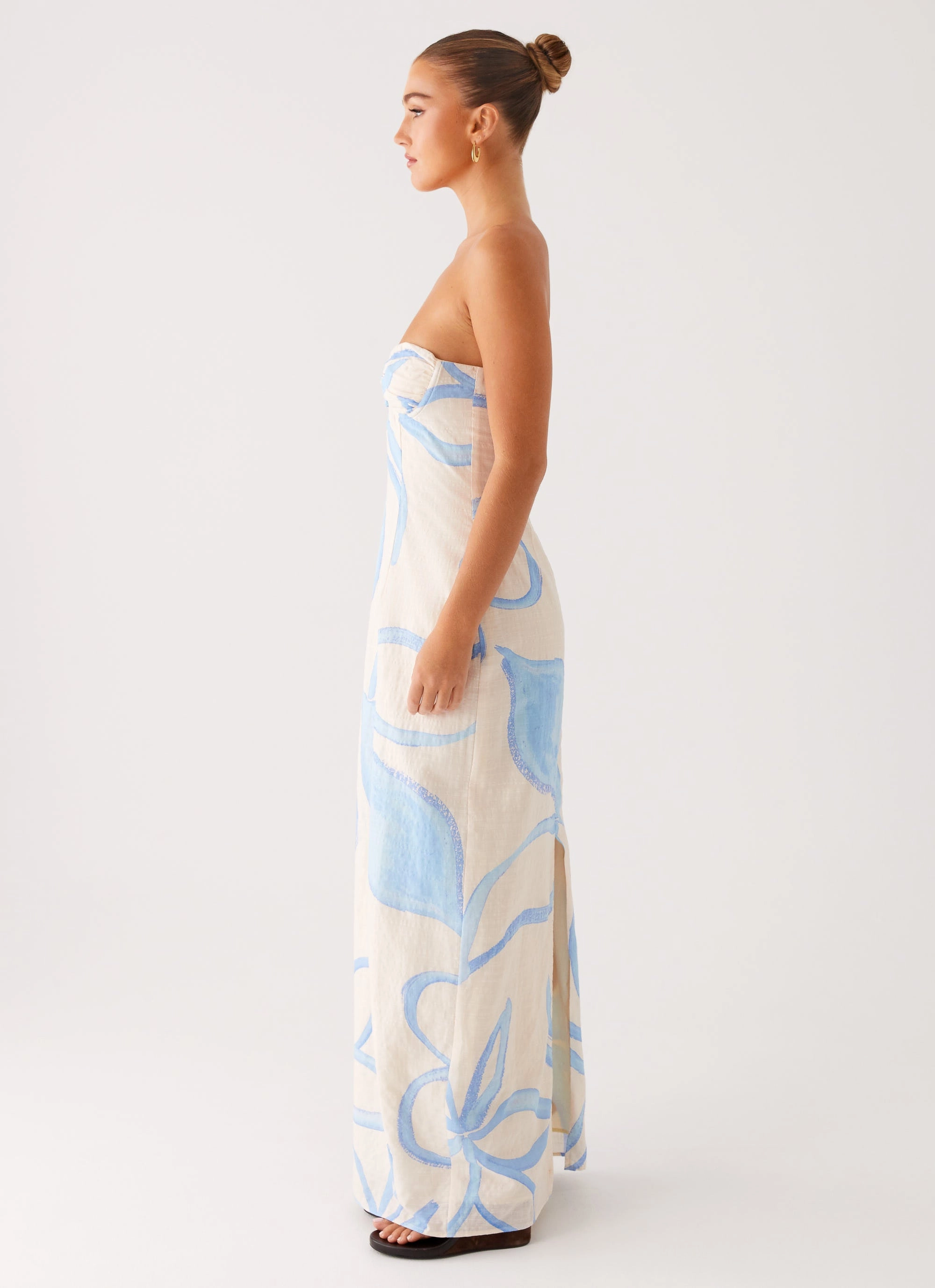 Raiden Maxi Dress - Bloom Wave Print Korean Trend Weekend Fresh