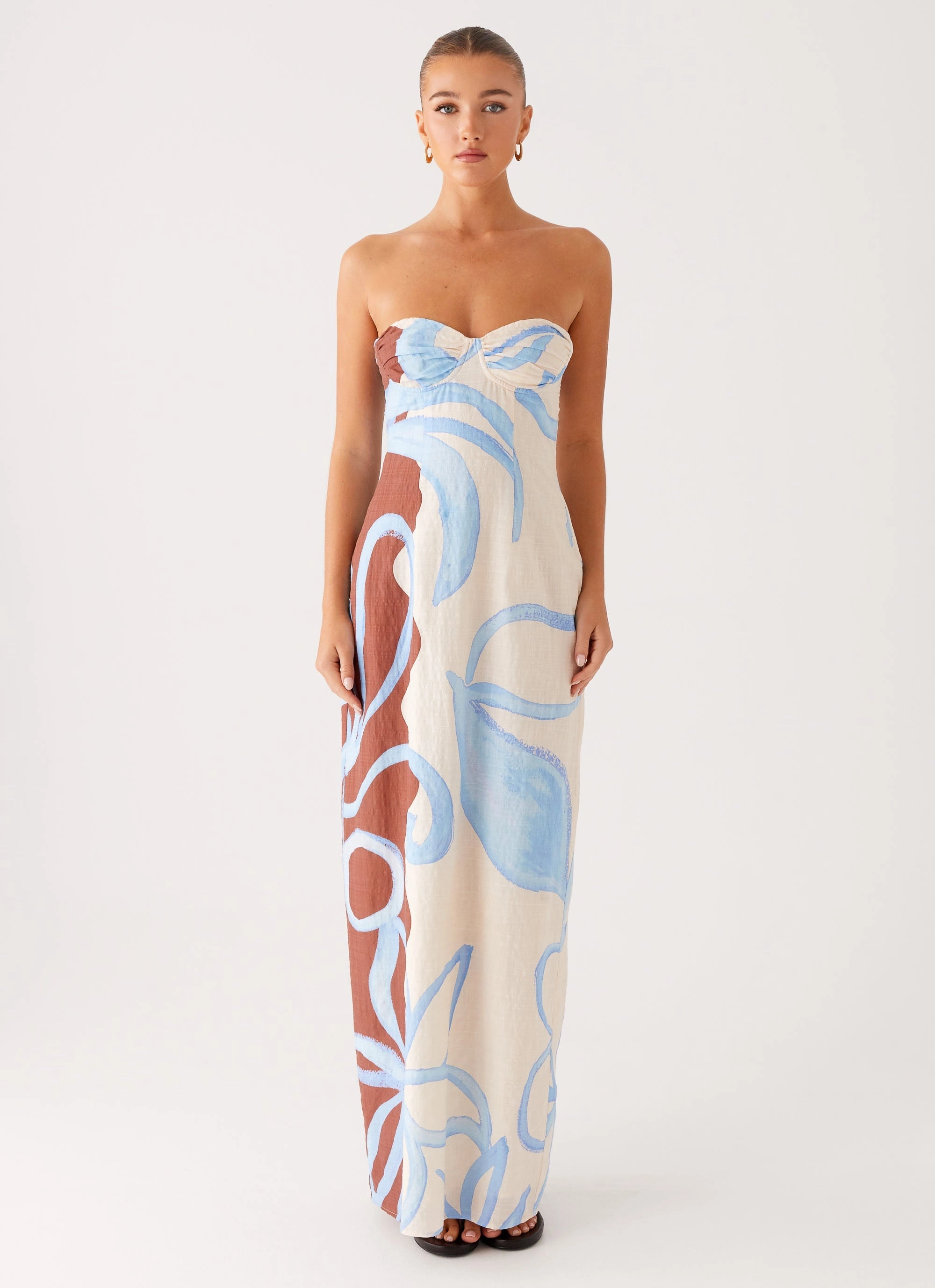 Raiden Maxi Dress - Bloom Wave Print Airy Silk