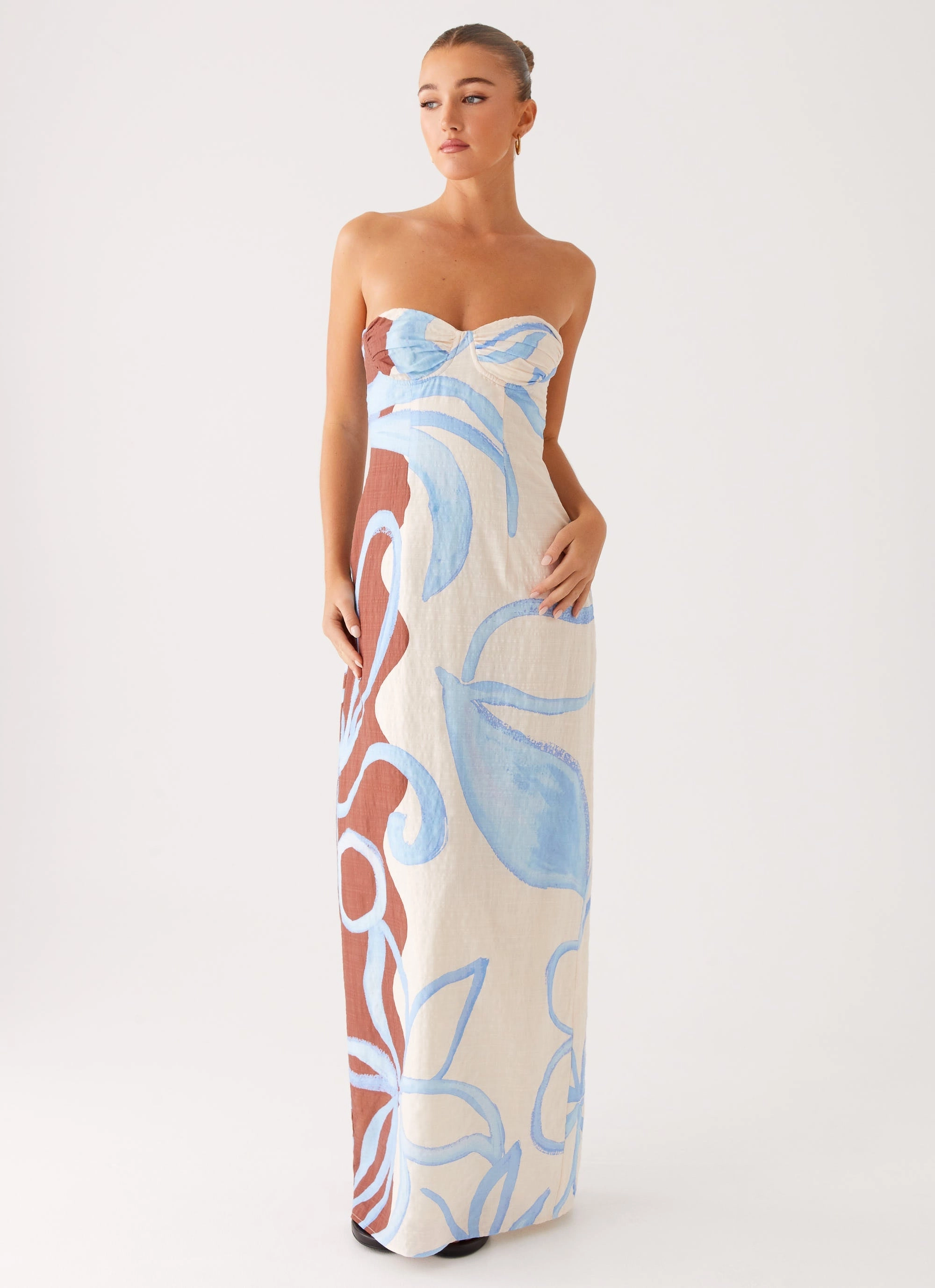 Printed-Fabric Raiden Maxi Dress - Bloom Wave Print