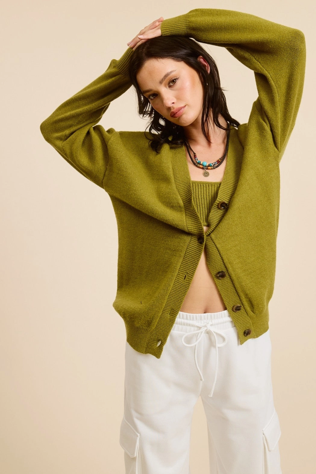 High Collar Protection Design RibbedHemline Everyday Essential Sweater Set