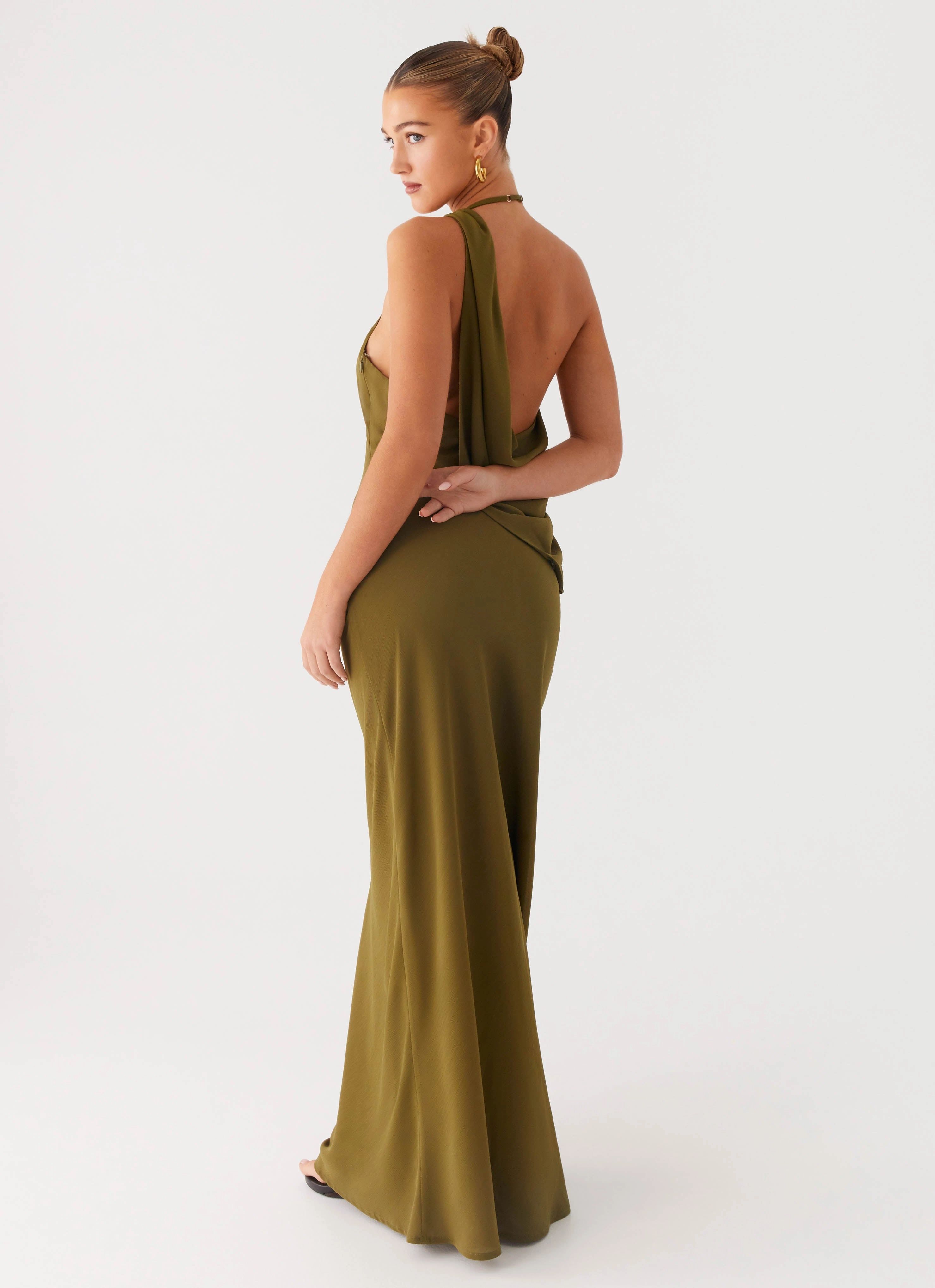 Opal Glow Maxi Dress - Khaki Cashmere Blend
