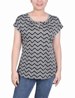 Extended Sleeve Top With Grommets FrictionResistantEdges Hidden Zipper