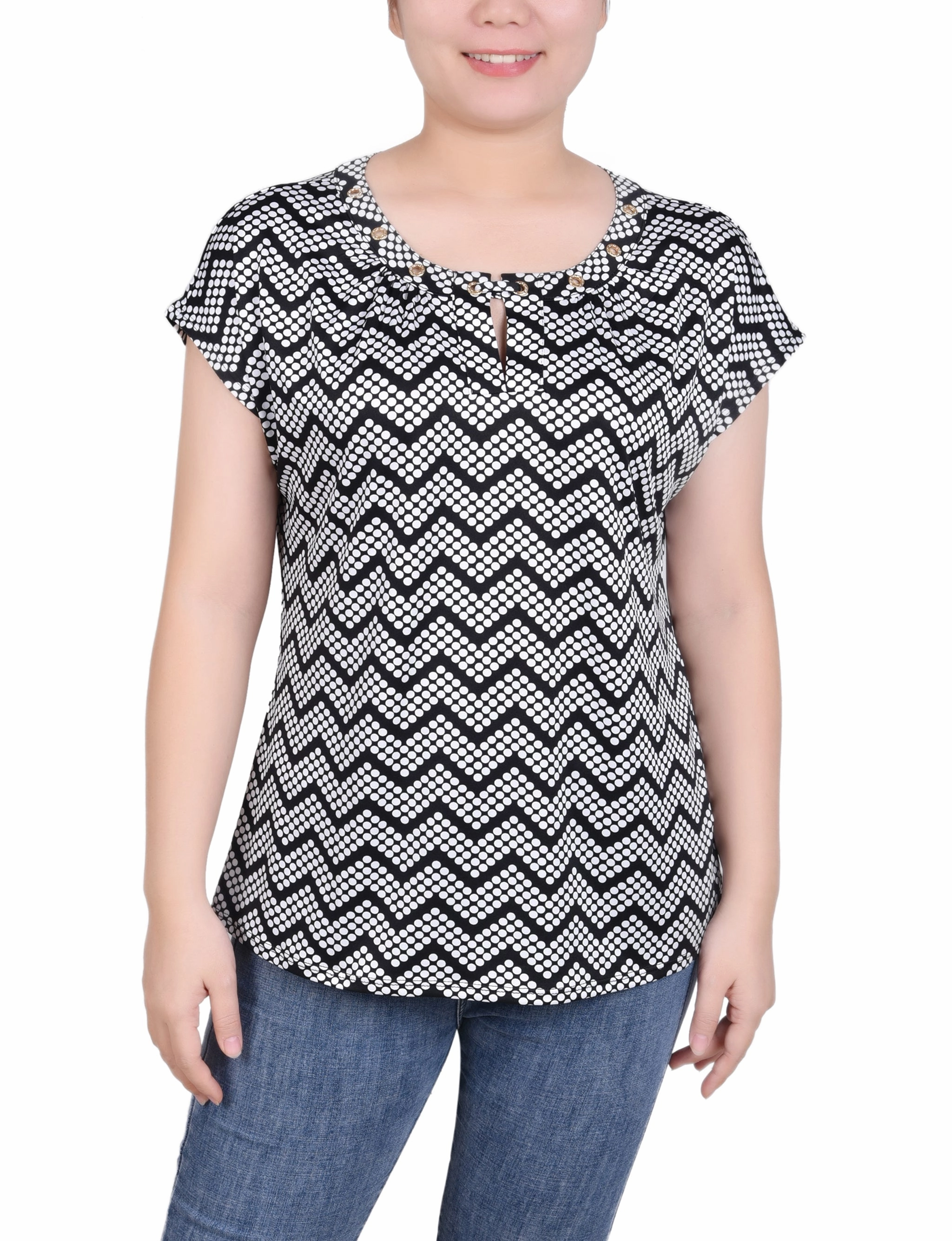 Extended Sleeve Top With Grommets Cozy Fit