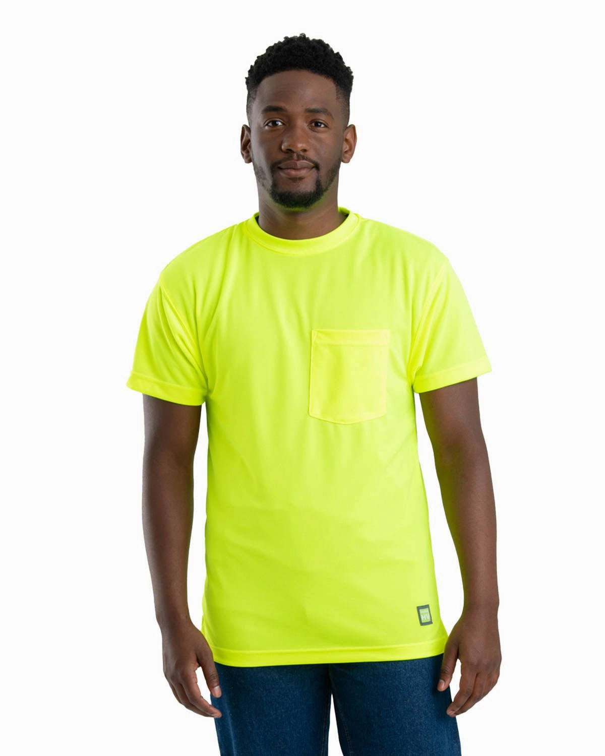 Berne Mens Yellow Polyester Enhanced Visibility S/S Tee S/S Fashion Statement