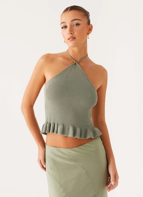 DurableReinforcement Textured Fabric Finish Idola Knit Top - Sage