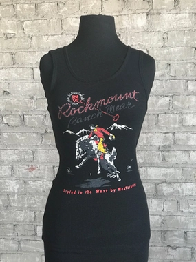 Rockmount Womens Black 100% Cotton Premium Bronc Tank Top All-Purpose Wear
