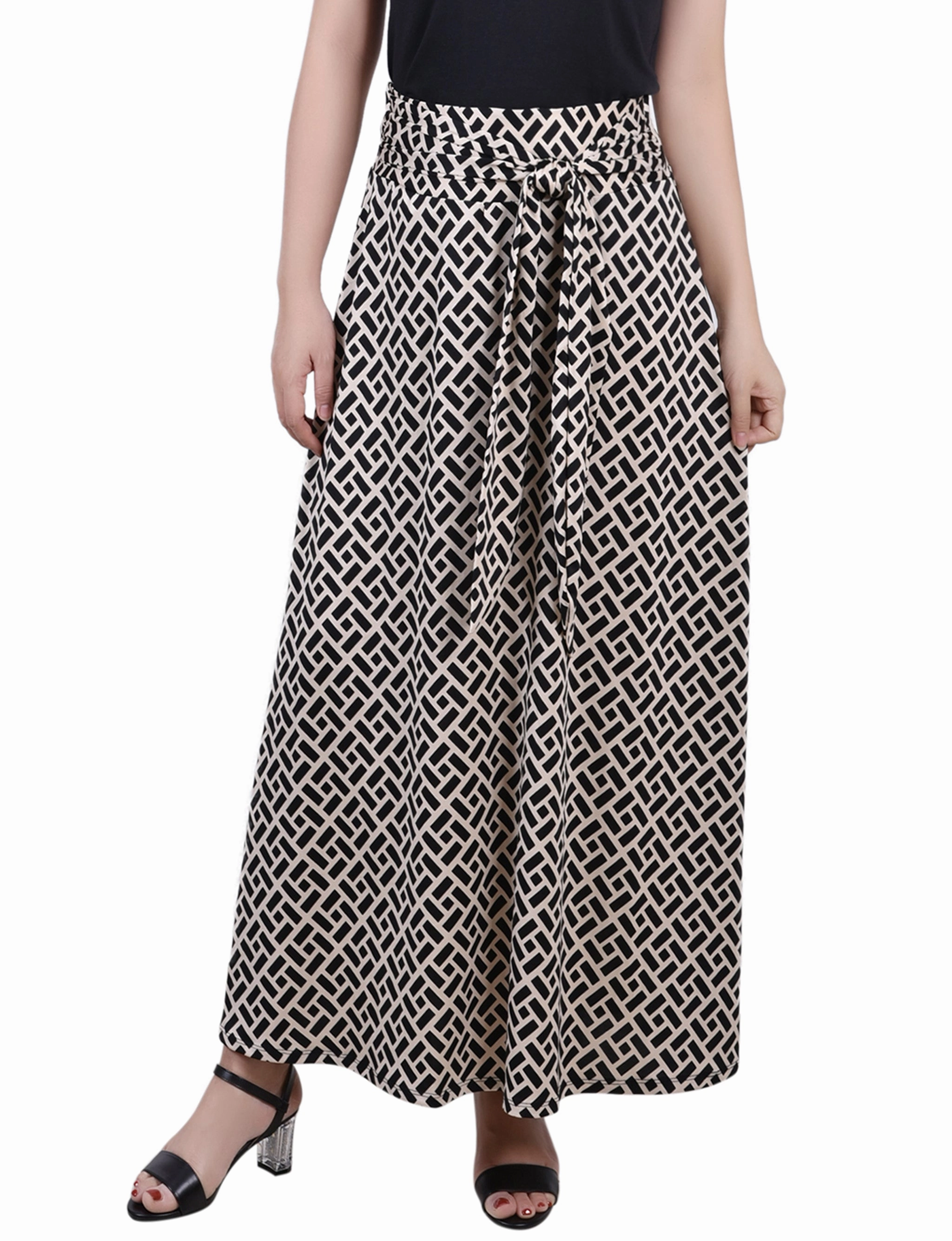 Petite Maxi Skirt With Sash Waist Tie Laid Back Look