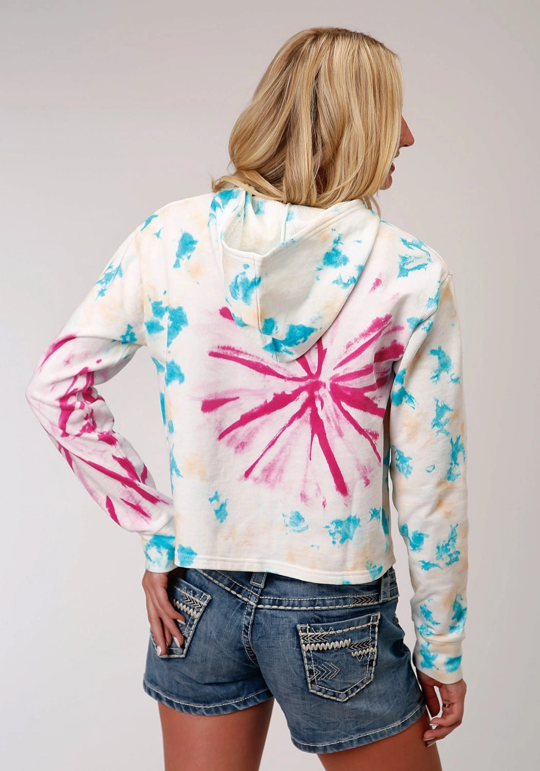Low Profile Logoing Roper Womens White Poly/Rayon Tie Dyed French Terry Sweatshirt