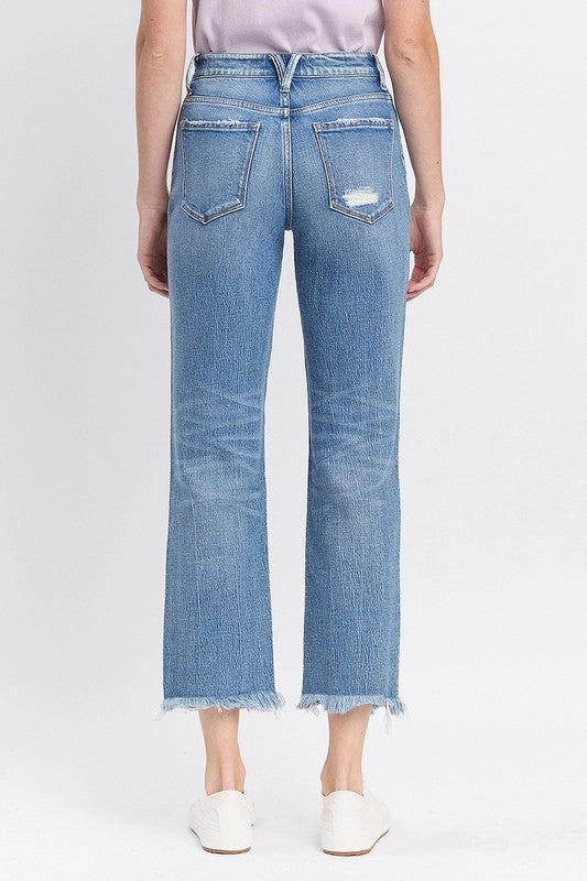 Brunch Outfit Night Out Sunny Vibes Casual Sawyer High Rise Frayed Hem Straight Jeans