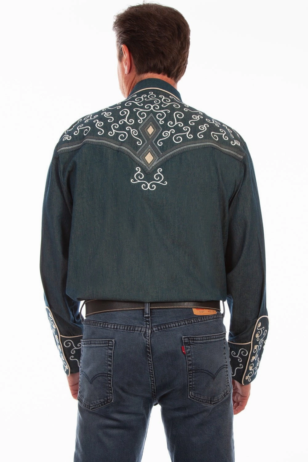 Athletic Look Scully Mens Denim 100% Cotton Curly Diamond L/S Shirt