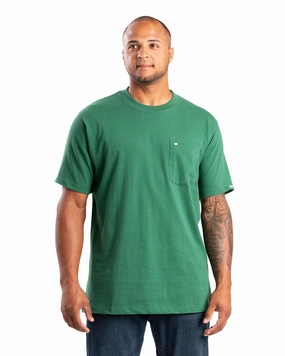 Recycled Polyester Berne Mens Highland Heavyweight Pocket Pine 100% Cotton S/S T-Shirt