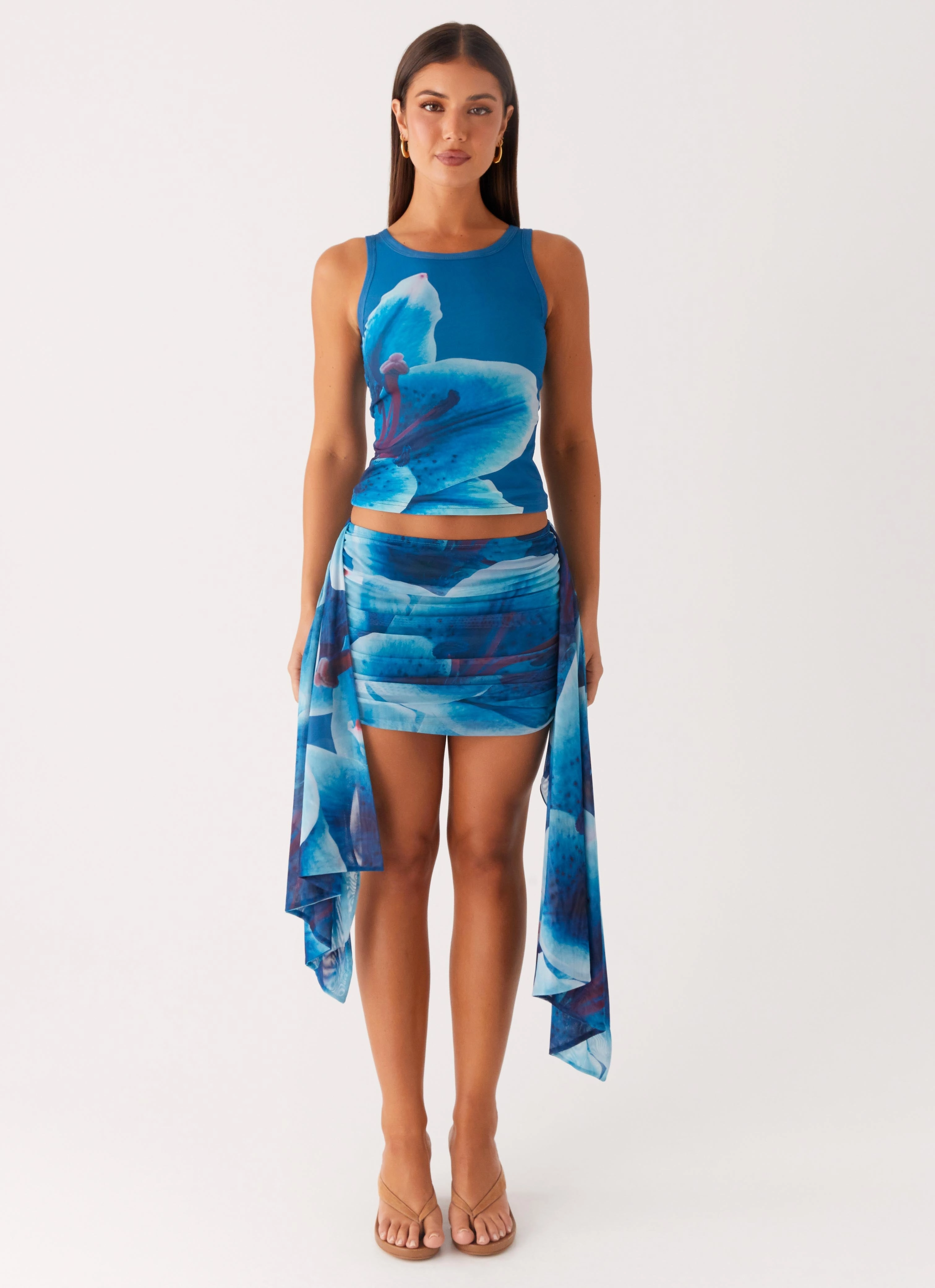 Edera Tank - Turquoise Floral Sophisticated Mood