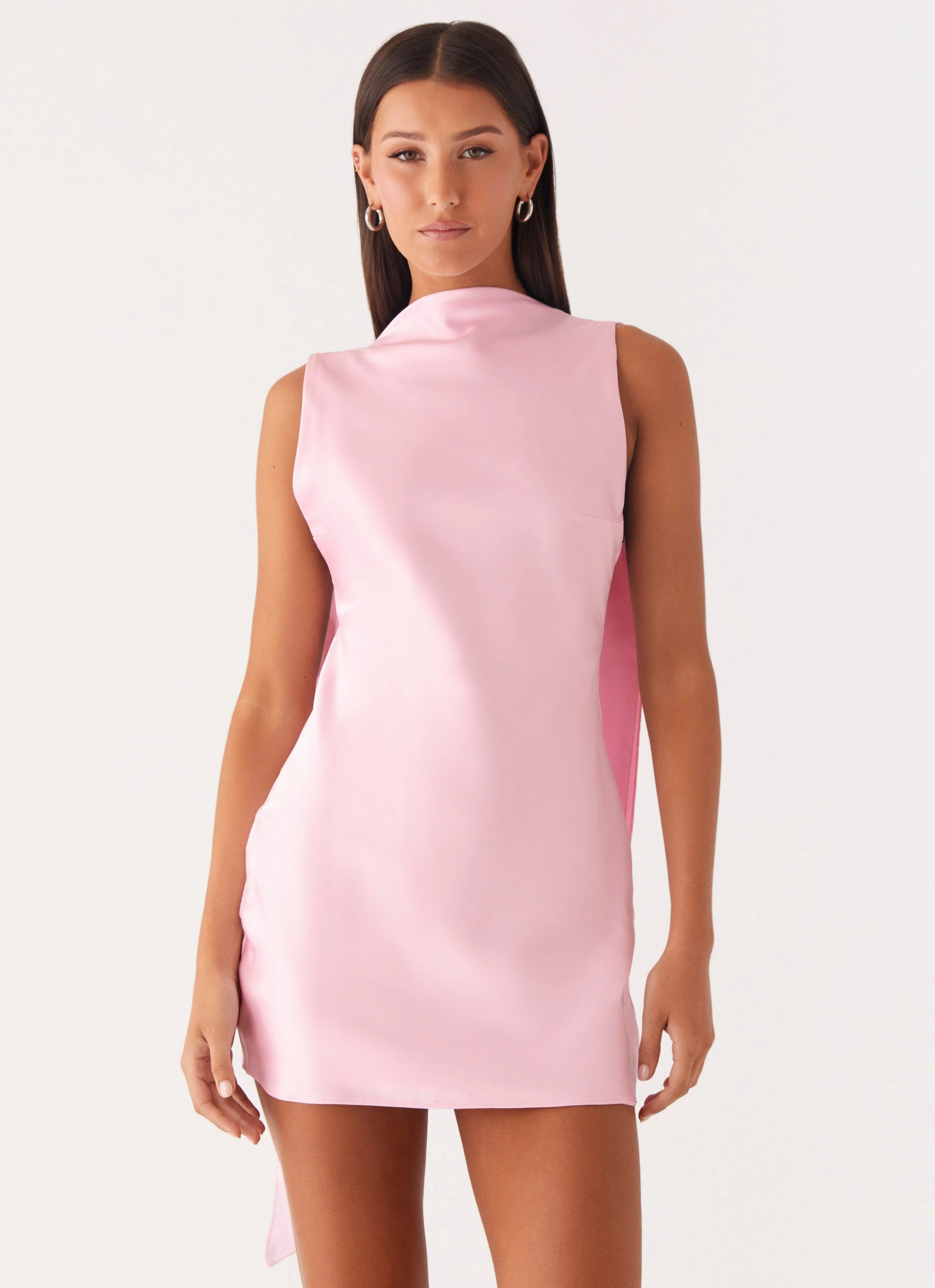 Street Style Jacket Cerina High Neck Mini Dress - Pink