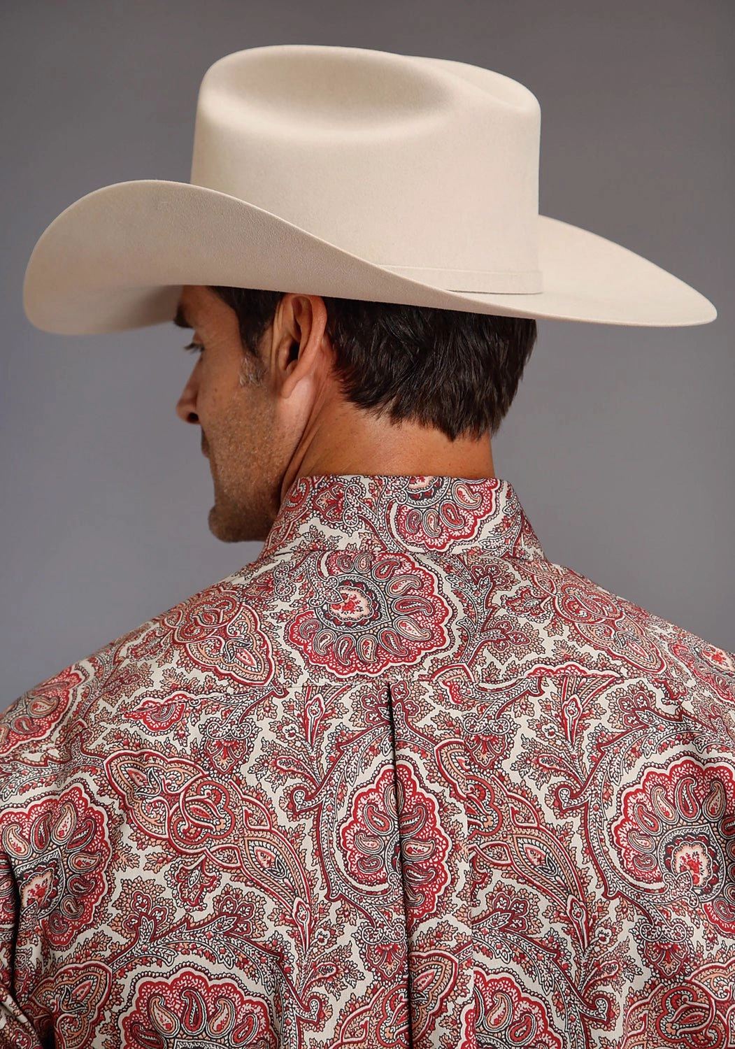 Versatile Clothing Stetson Mens Red 100% Cotton Sandstone Paisley BD L/S 1 Pkt Shirt